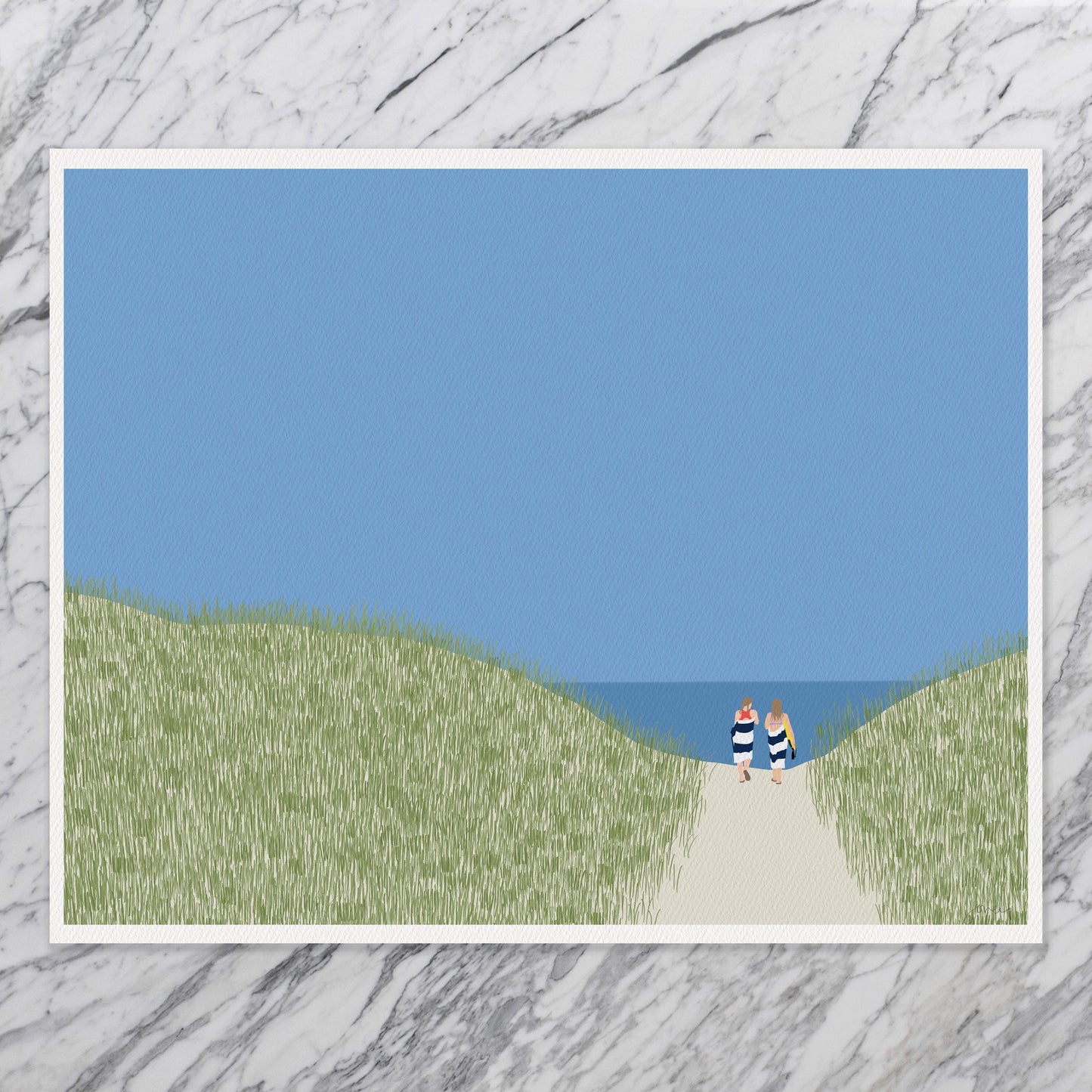 Walking through Beach Dunes Art Print - Unframed or Framed - 250210