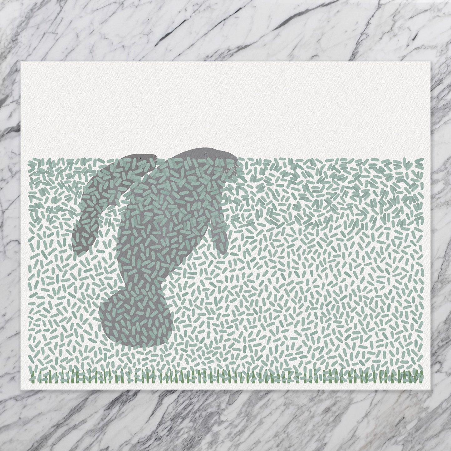 Mother and Calf Manatee Art Print - Unframed or Framed - 241222