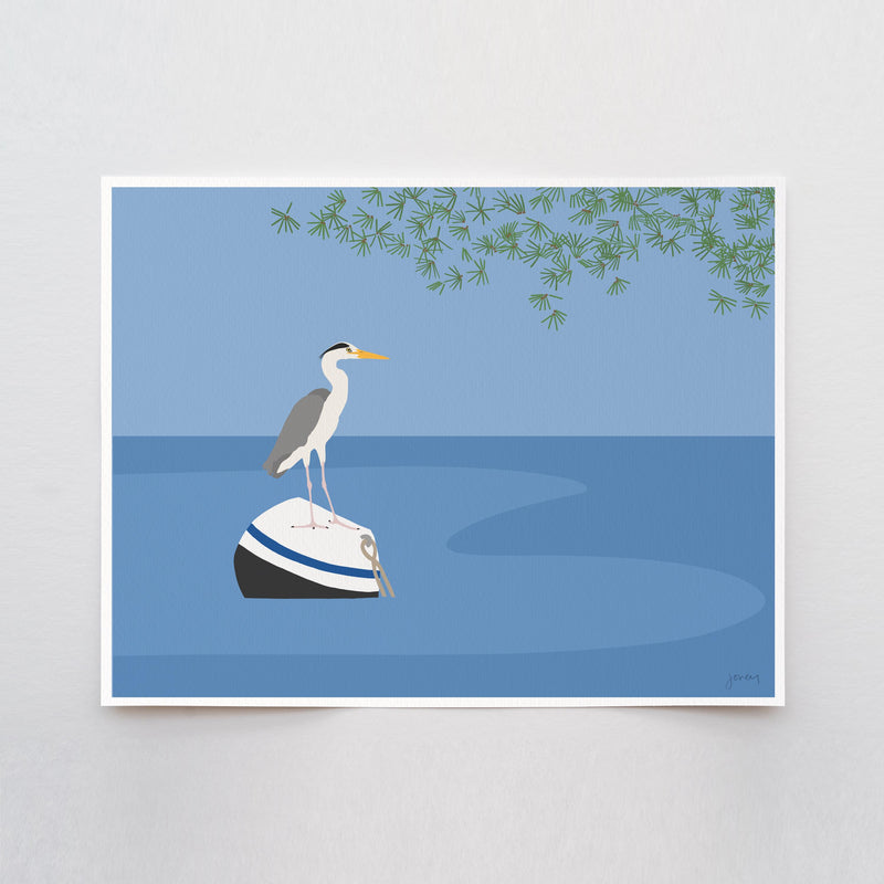 Heron on a Buoy Art Print – Signed - 260712