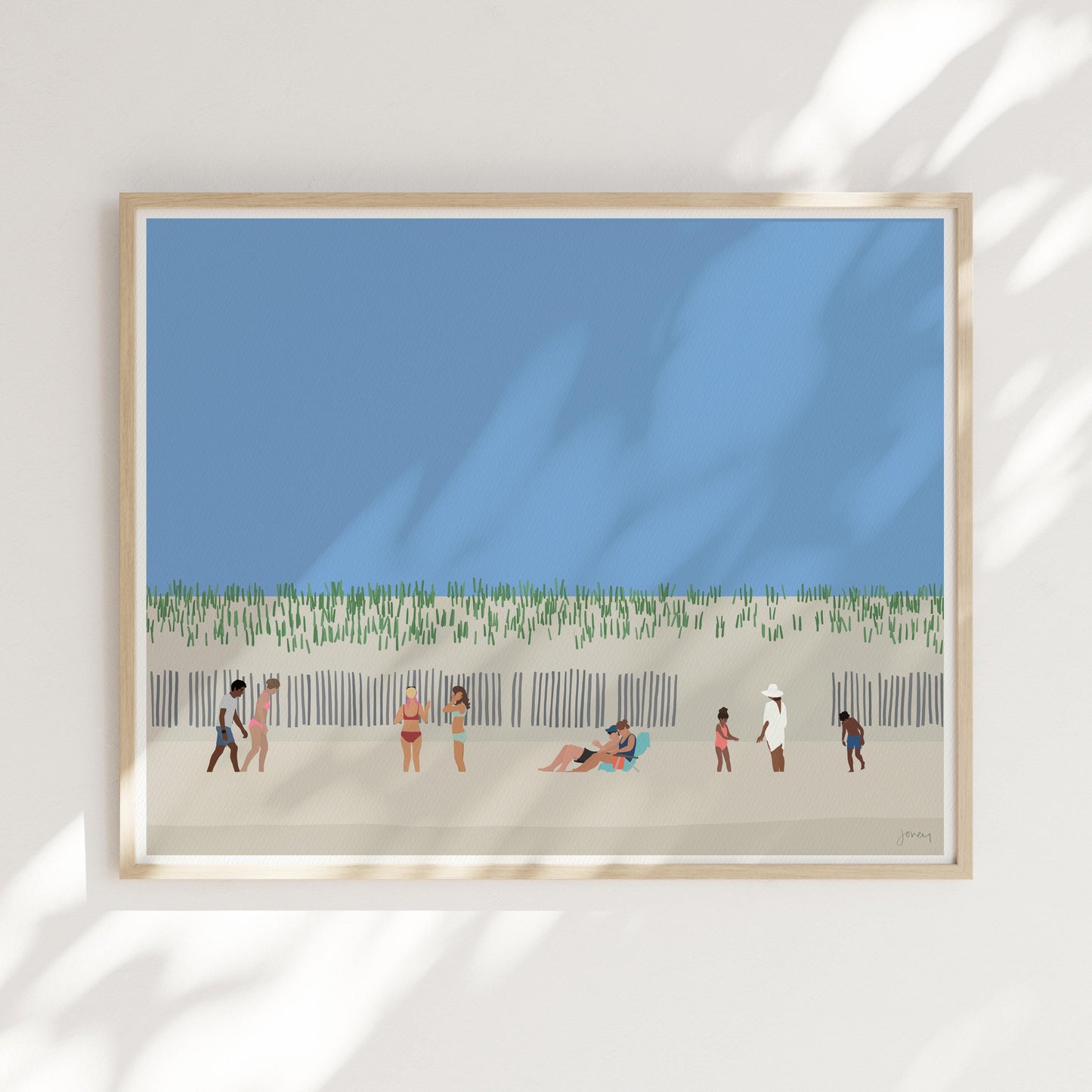 Beach Dune Fence Wall Art, Coastal Signed Print