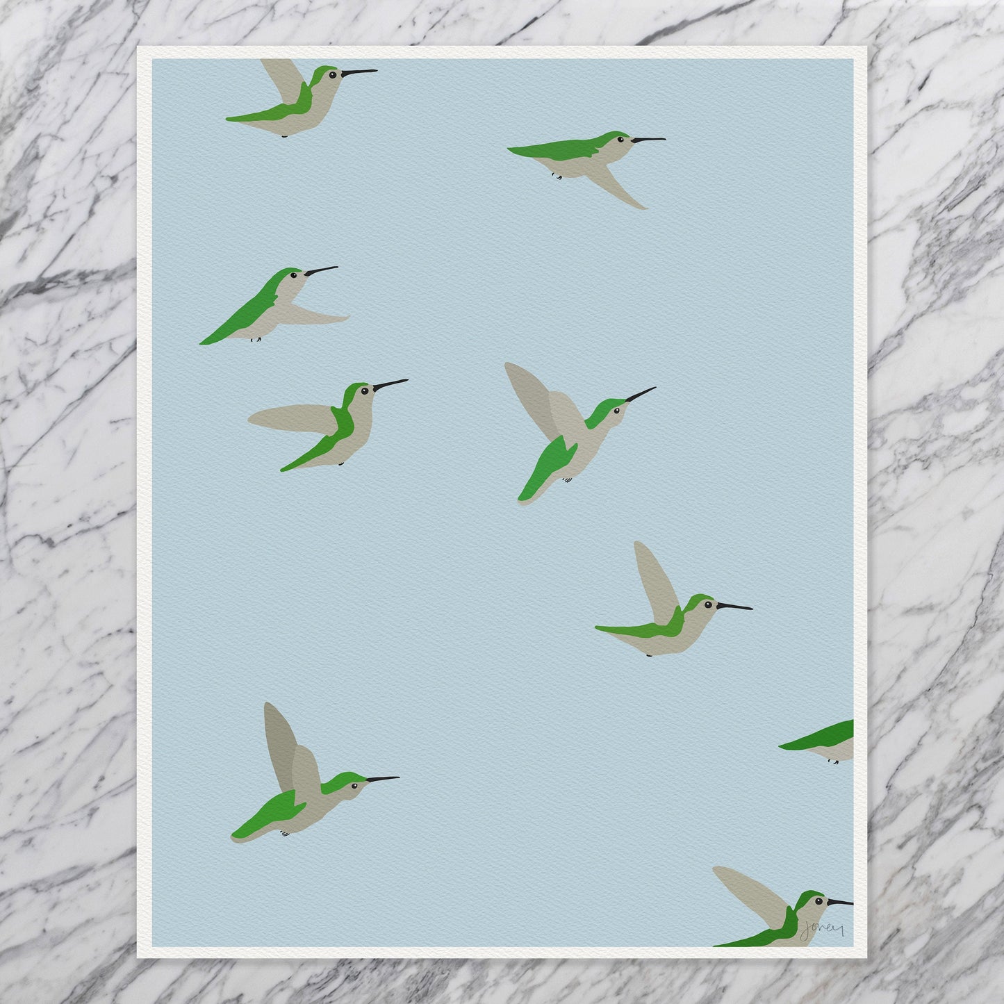Hummingbirds Group Art Print - Unframed or Framed - 211217