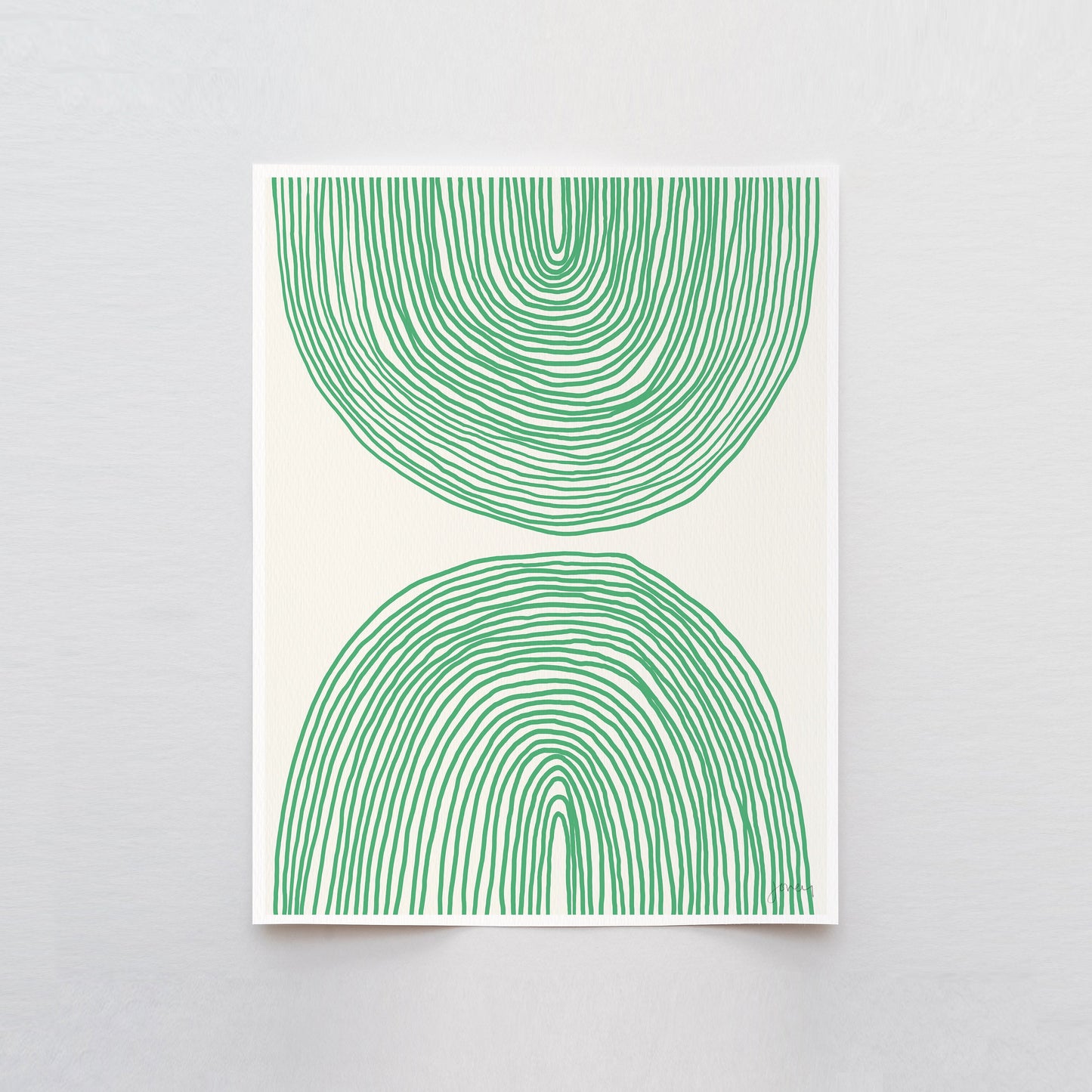 Green Striped Abstract Art Print - Framed or Unframed - 160214