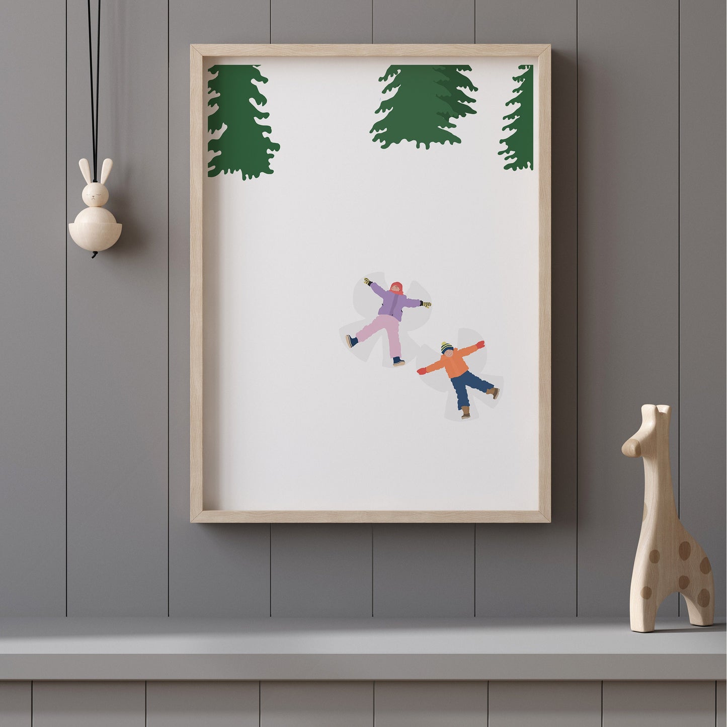 Making Snow Angels Art Print - Unframed or Framed - 221231