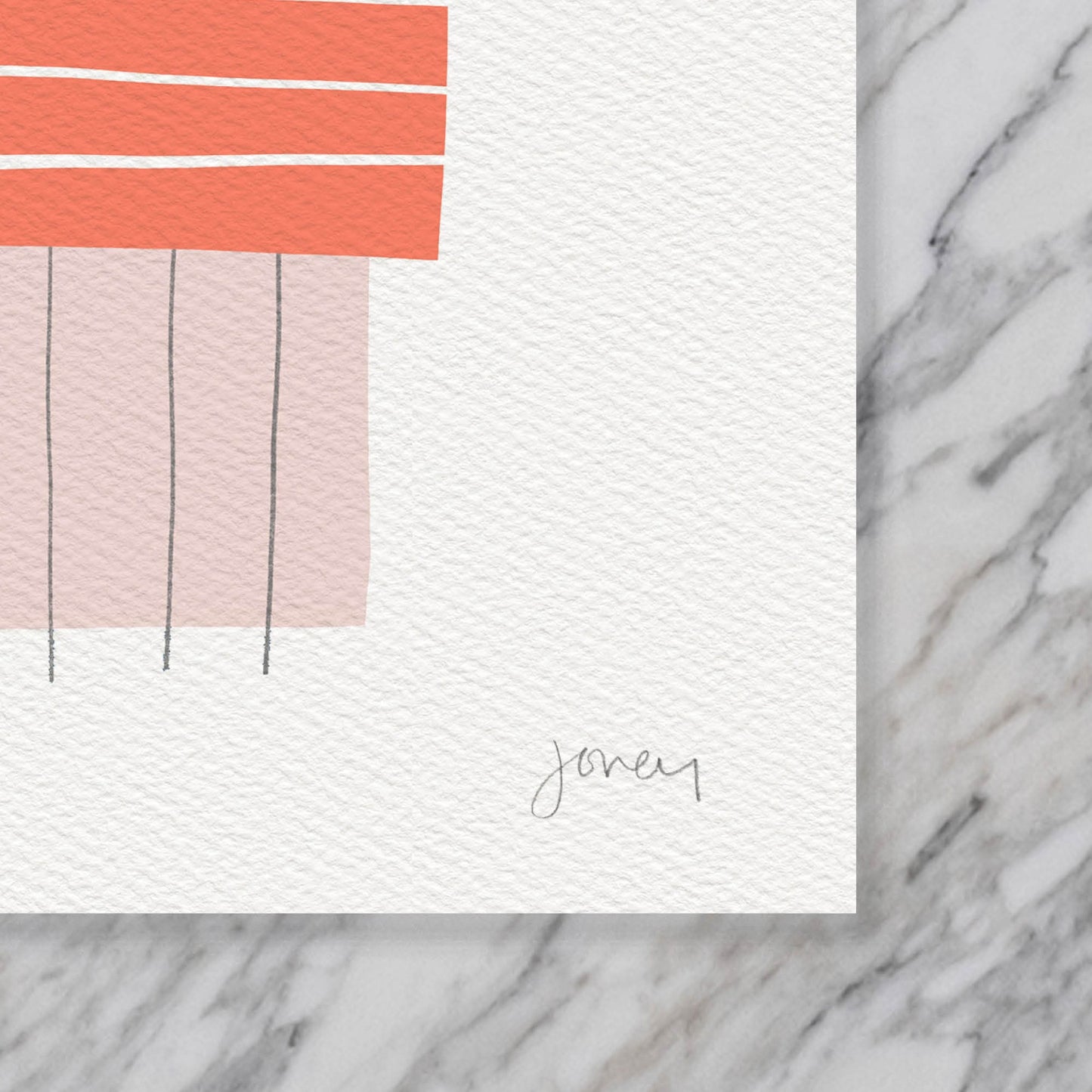 Coral and Blue Abstract Art Print - Unframed or Framed - 190702