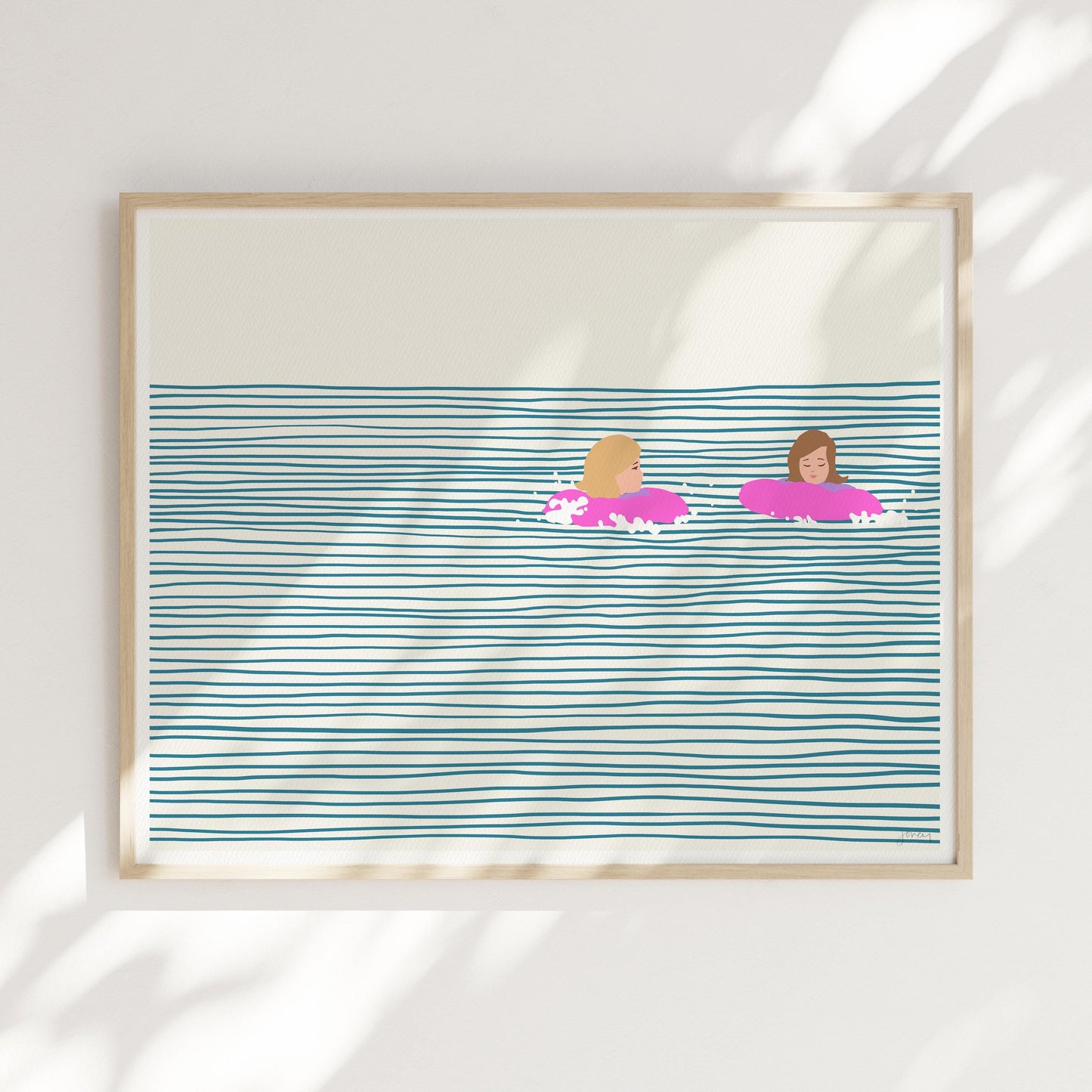 Girls in Pink Floaties Landscape Art Print - Unframed or Framed - 130809L
