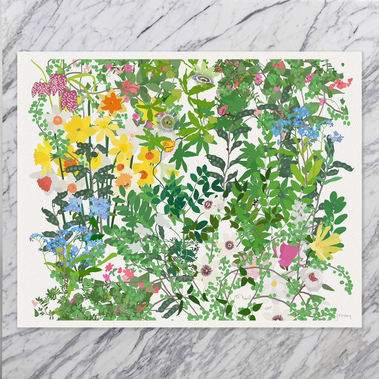 Mille Fleurs with Daffodils Art Print - Unframed or Framed - 210517