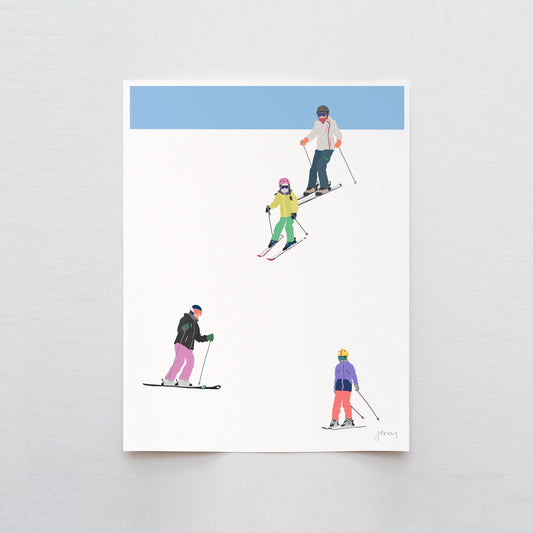 Family Skiing Art Print - Unframed or Framed - 230106