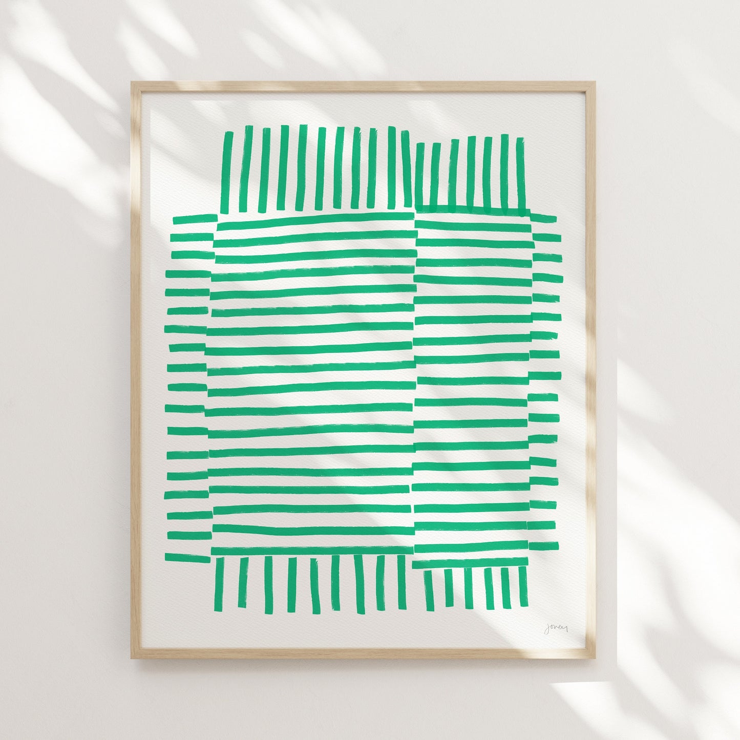 Green Striped Art Print - Unframed or Framed - Abstract Wall Art - 181113
