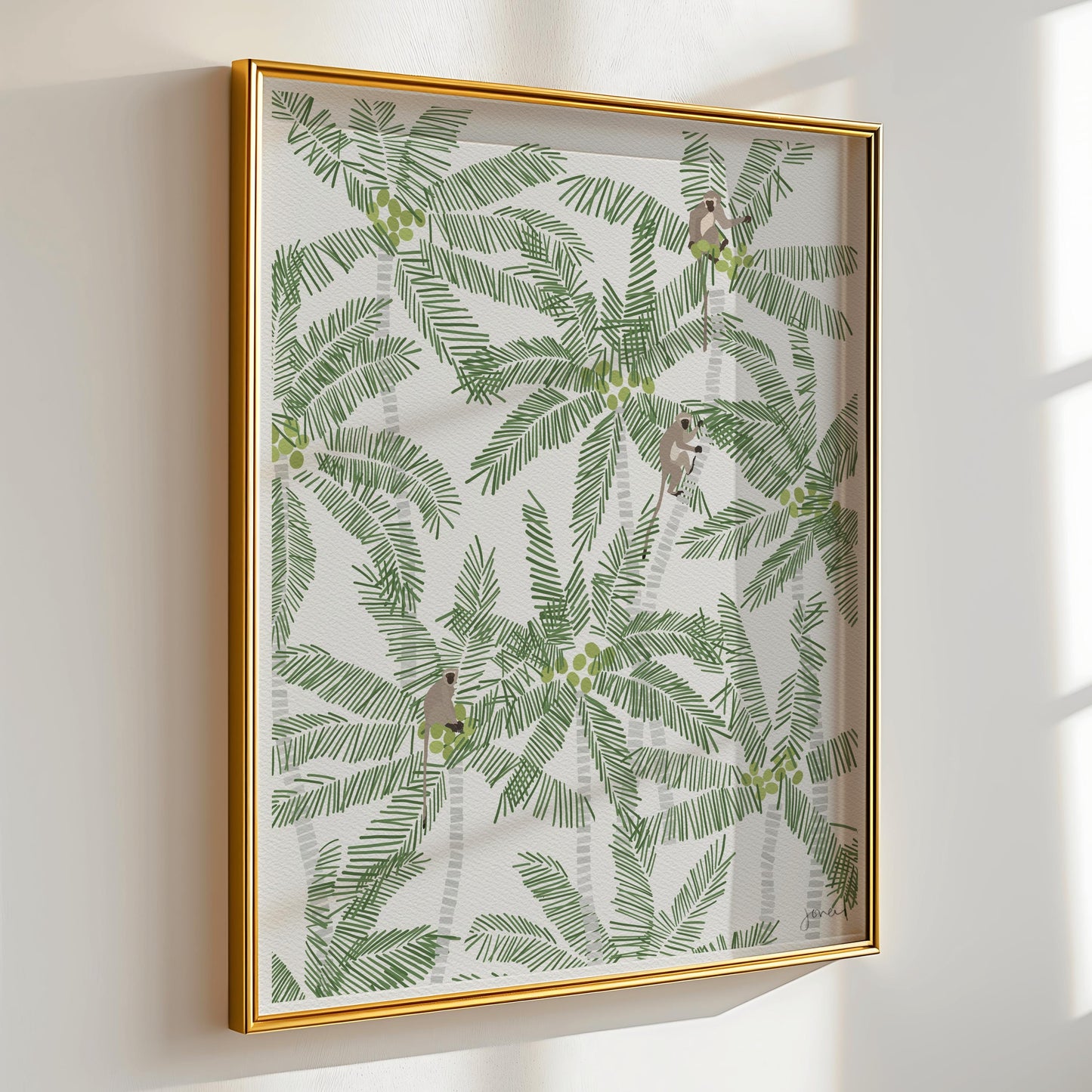 Vervet Monkeys in Palm Trees Art Print - Unframed or Framed - 250316