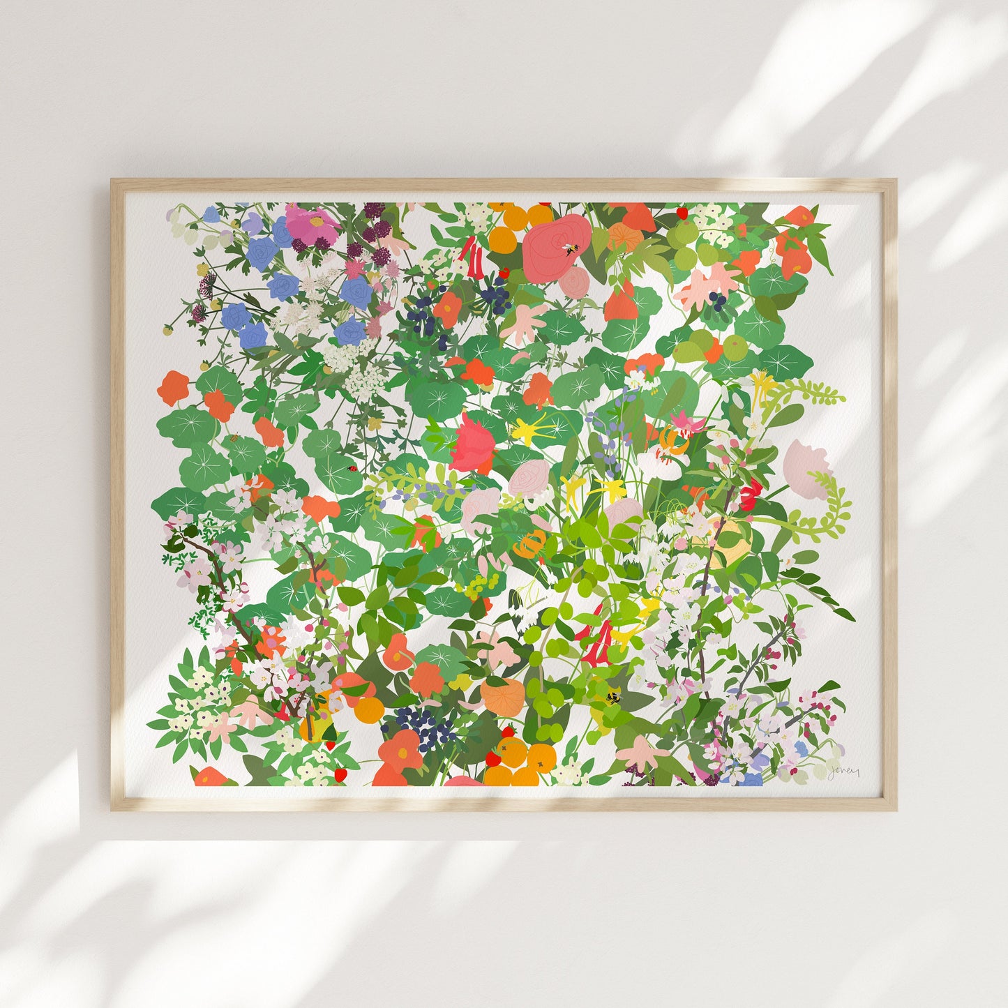 Nasturtiums Mille Fleur  Art Print - Unframed or Framed - 210510