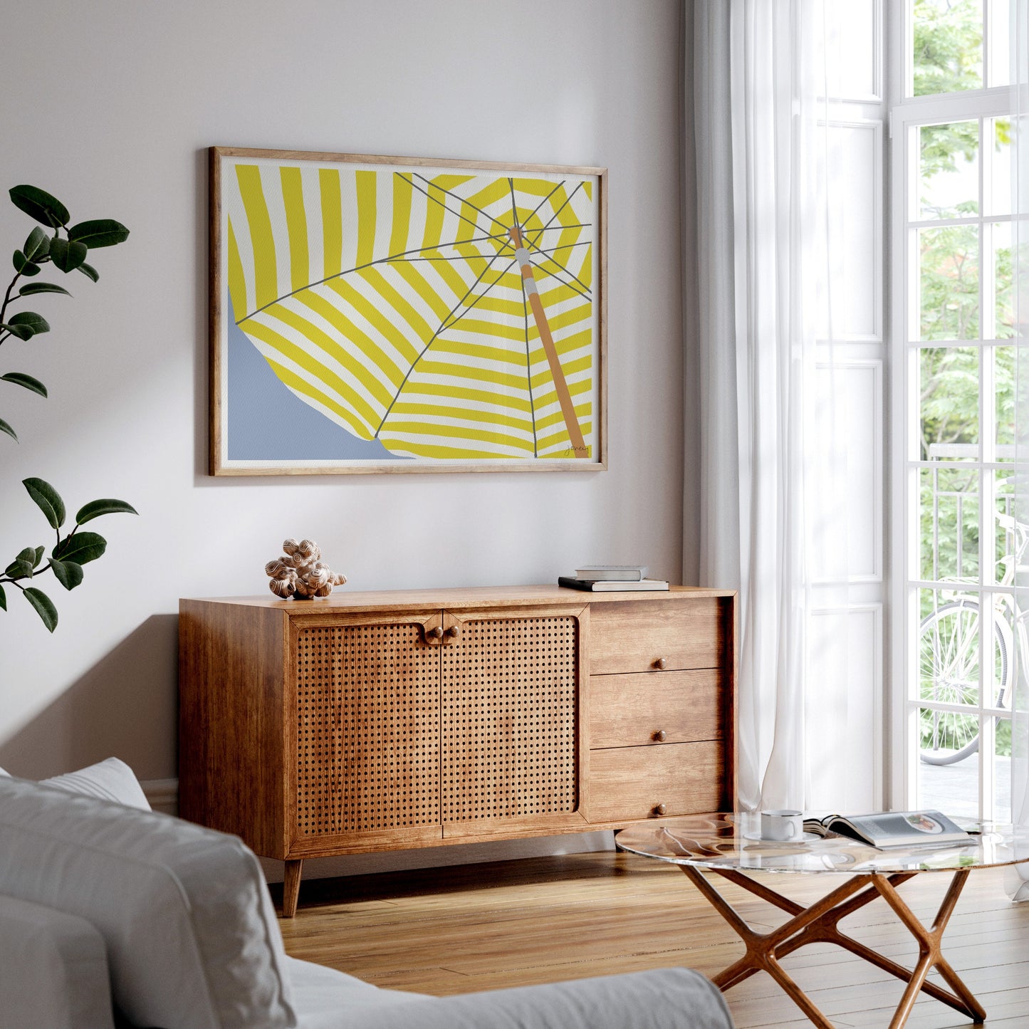 Yellow Umbrella Art Print - Unframed or Framed - 230820