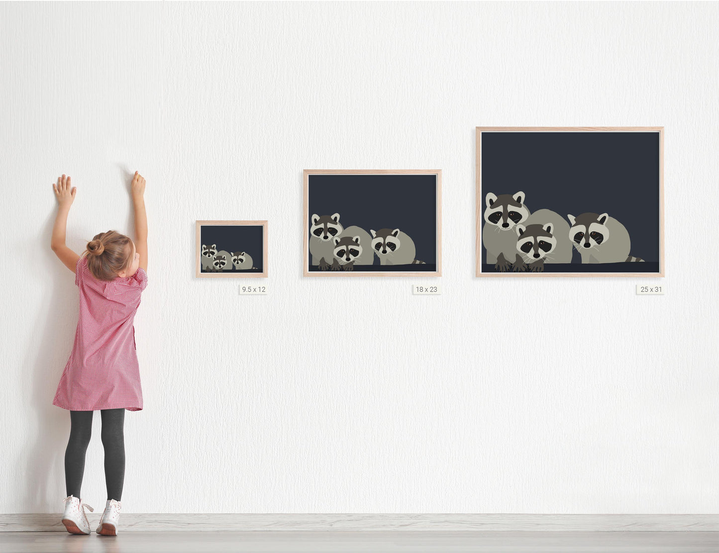 Raccoon Family Art Print - Unframed or Framed - 150723