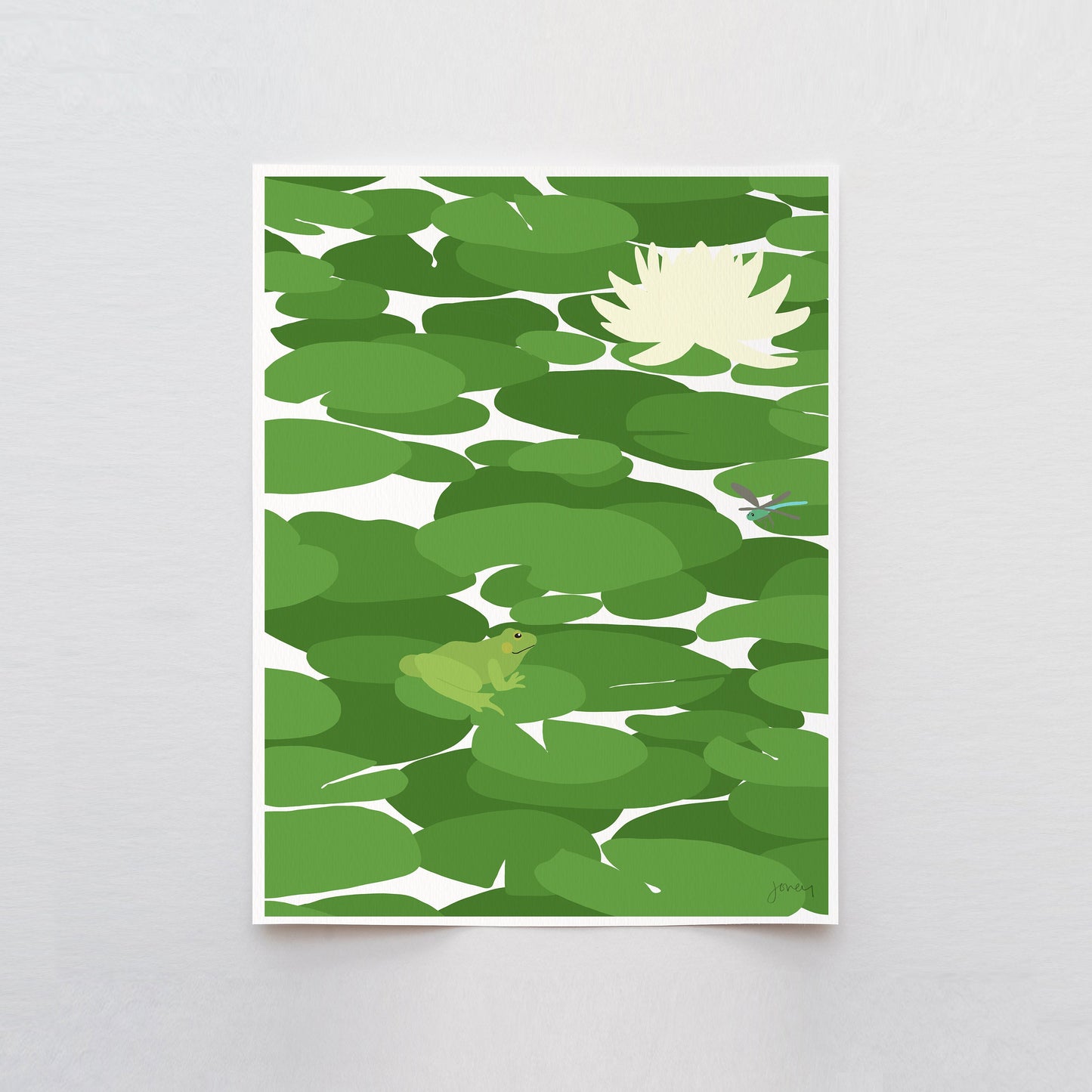 Frog on Lily Pads Art Pint - Unframed or Framed - 130606