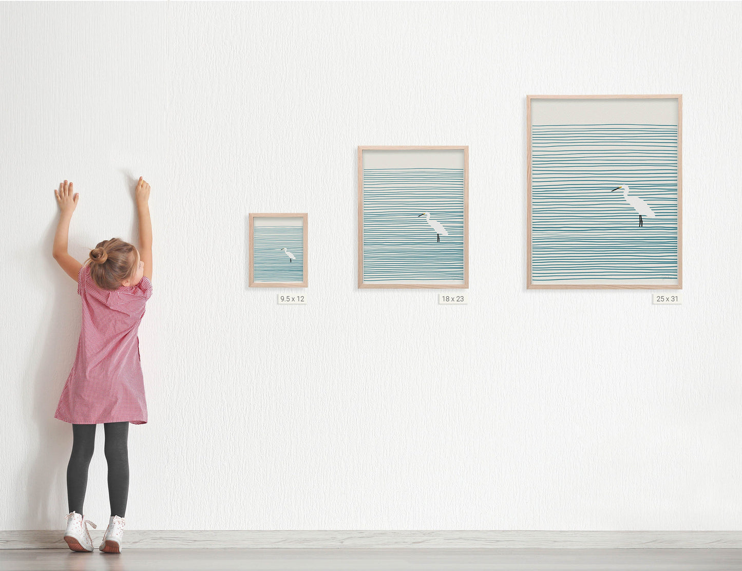 Snowy Egret Striped Water Art Print - Unframed or Framed - 131117