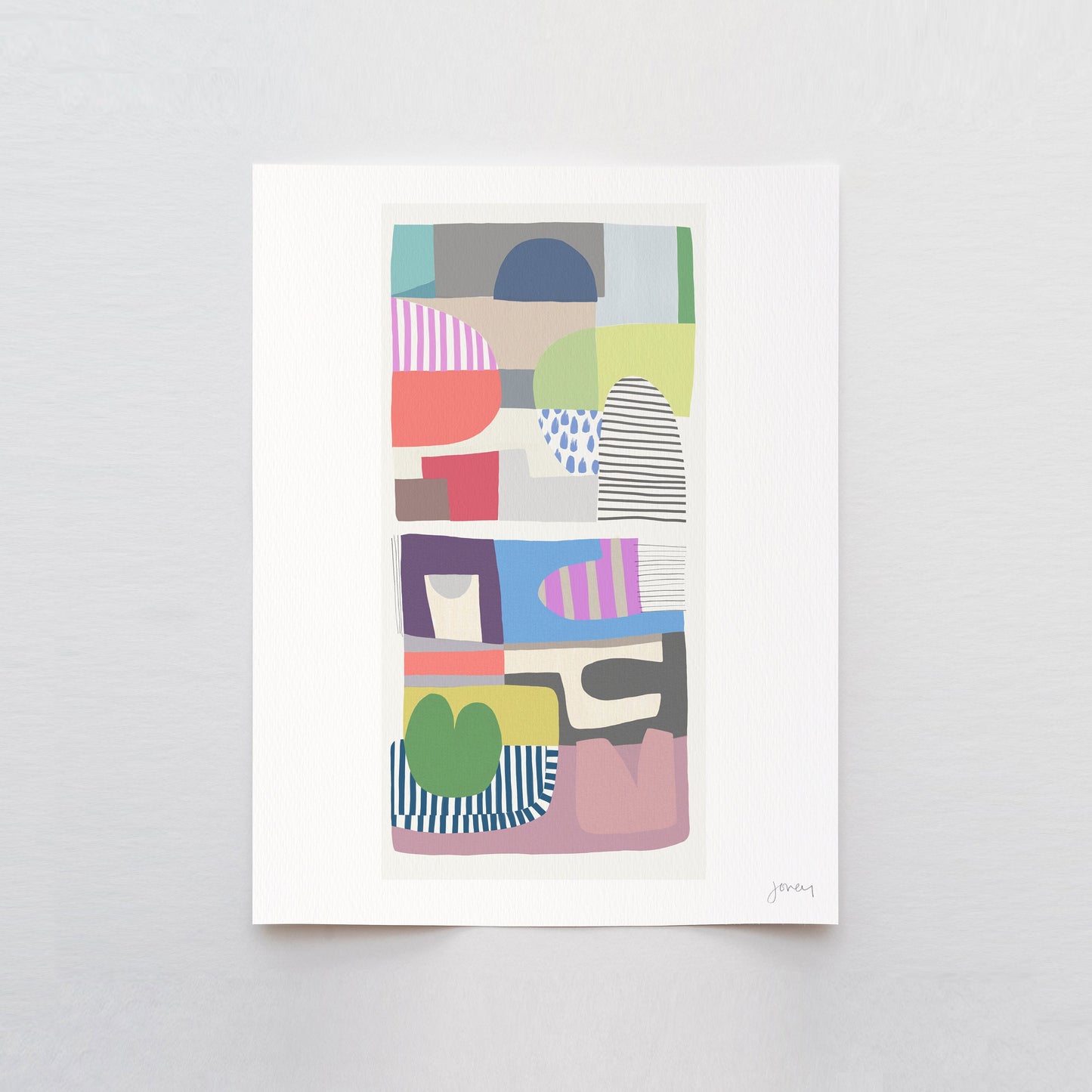 Colorful Shapes Abstract Art Print - Unframed or Framed - 180613