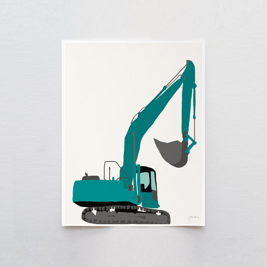 Excavator Art Print - Unframed or Framed - Kids Room Wall Art - 130902