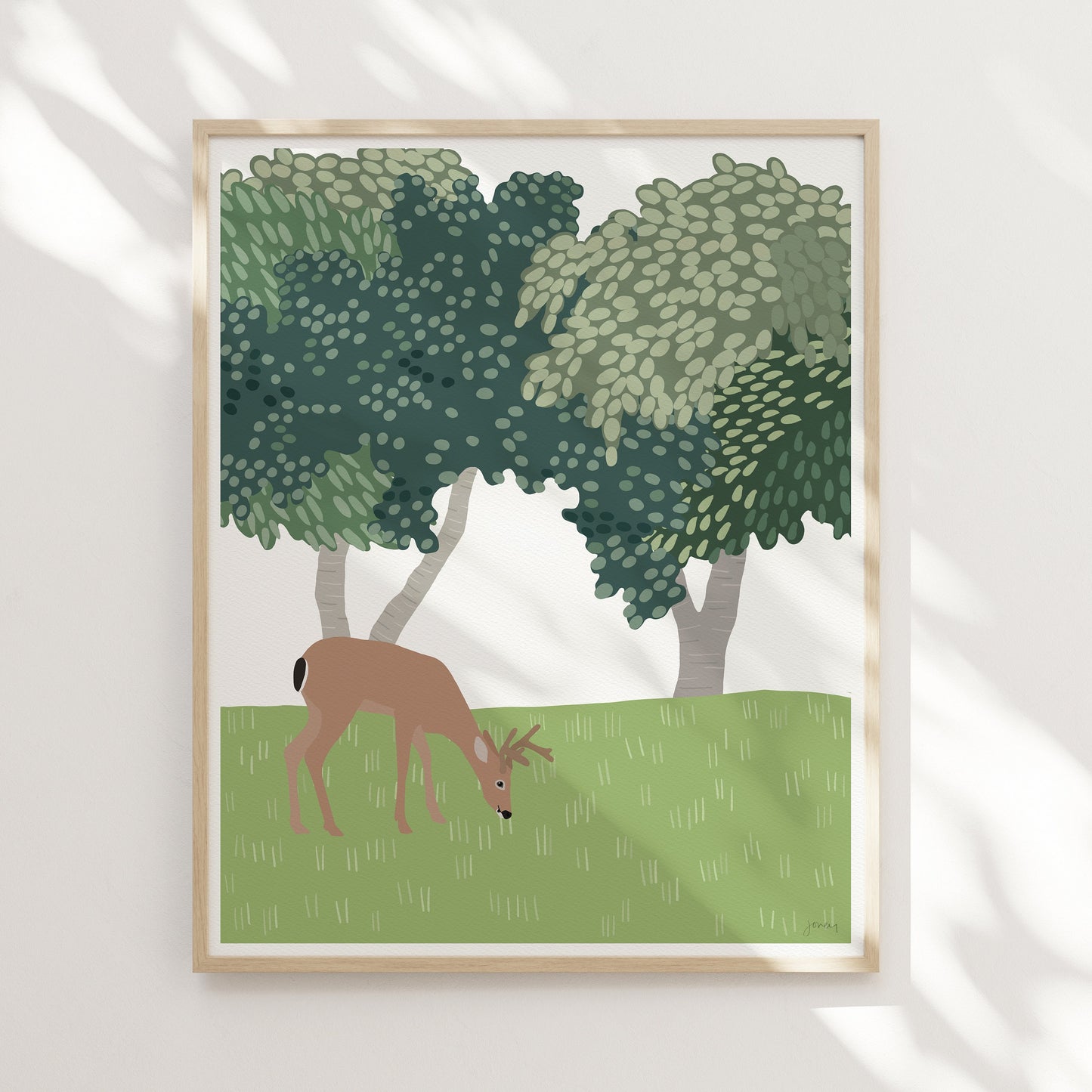 Buck in the Oak Trees Art Print - Unframed or Framed - 240311