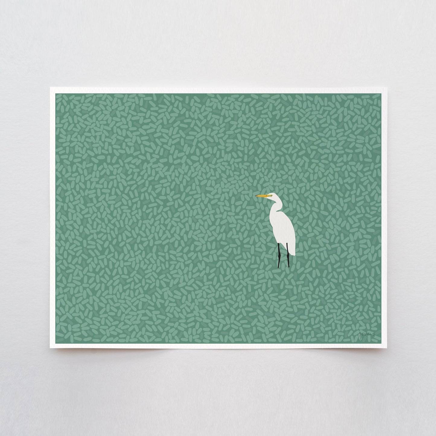 Egret in Marsh Art Print - Unframed or Framed - 250611