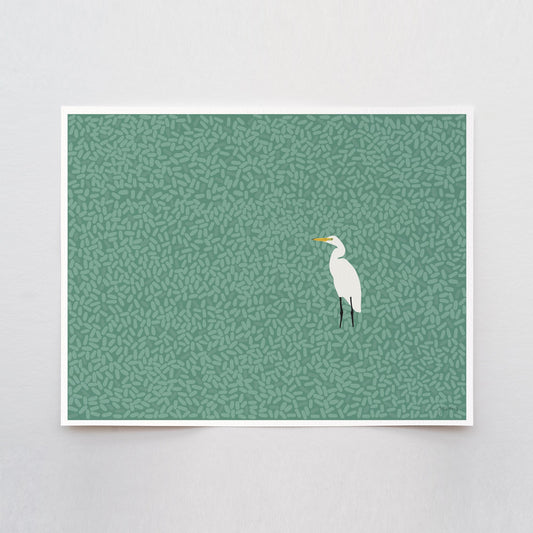 Egret in Marsh Art Print - Unframed or Framed - 250611