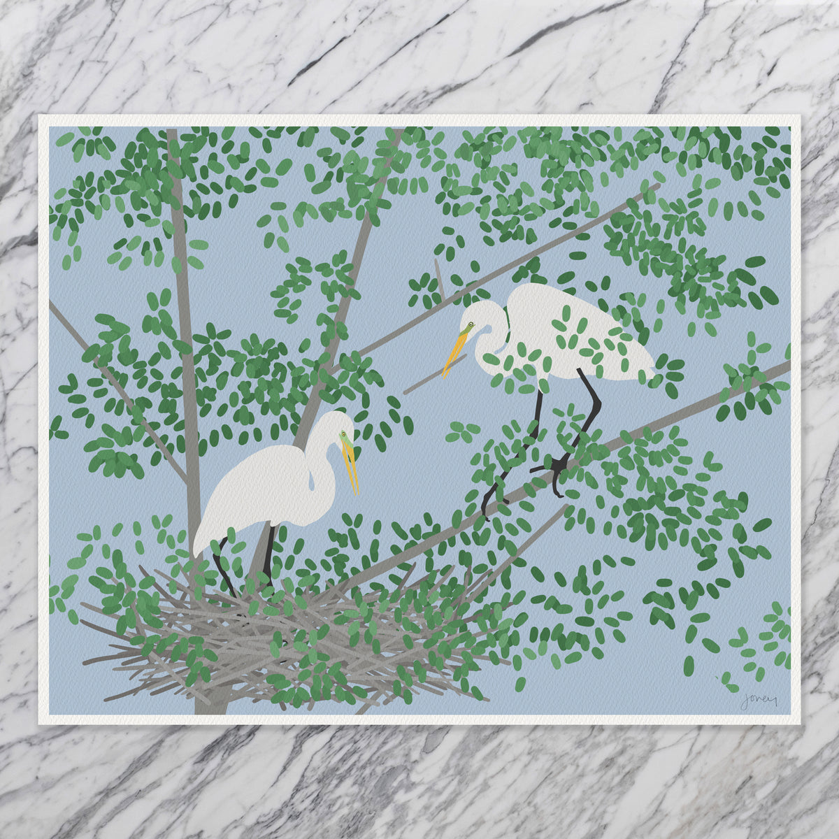 Egret Nest, signed print - 261010