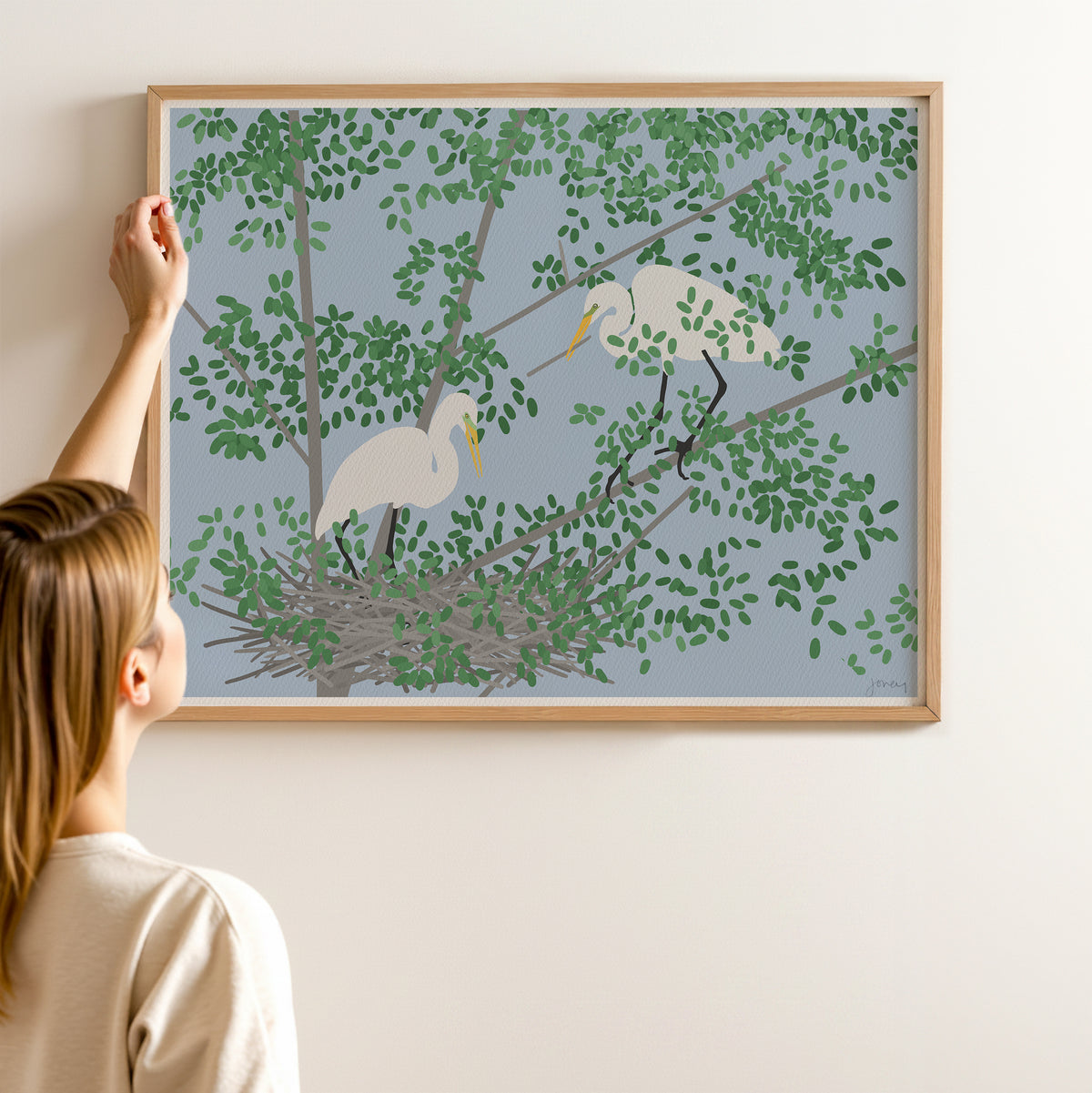 Egret Nest, signed print - 261010
