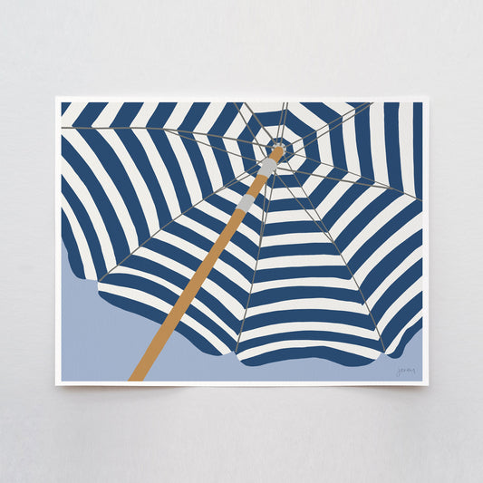 Navy Umbrella Art Print - Unframed or Framed - 240714