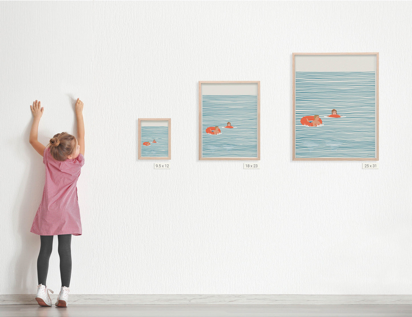 Kids in Orange Floaties Art Print - Unframed or Framed - 130809