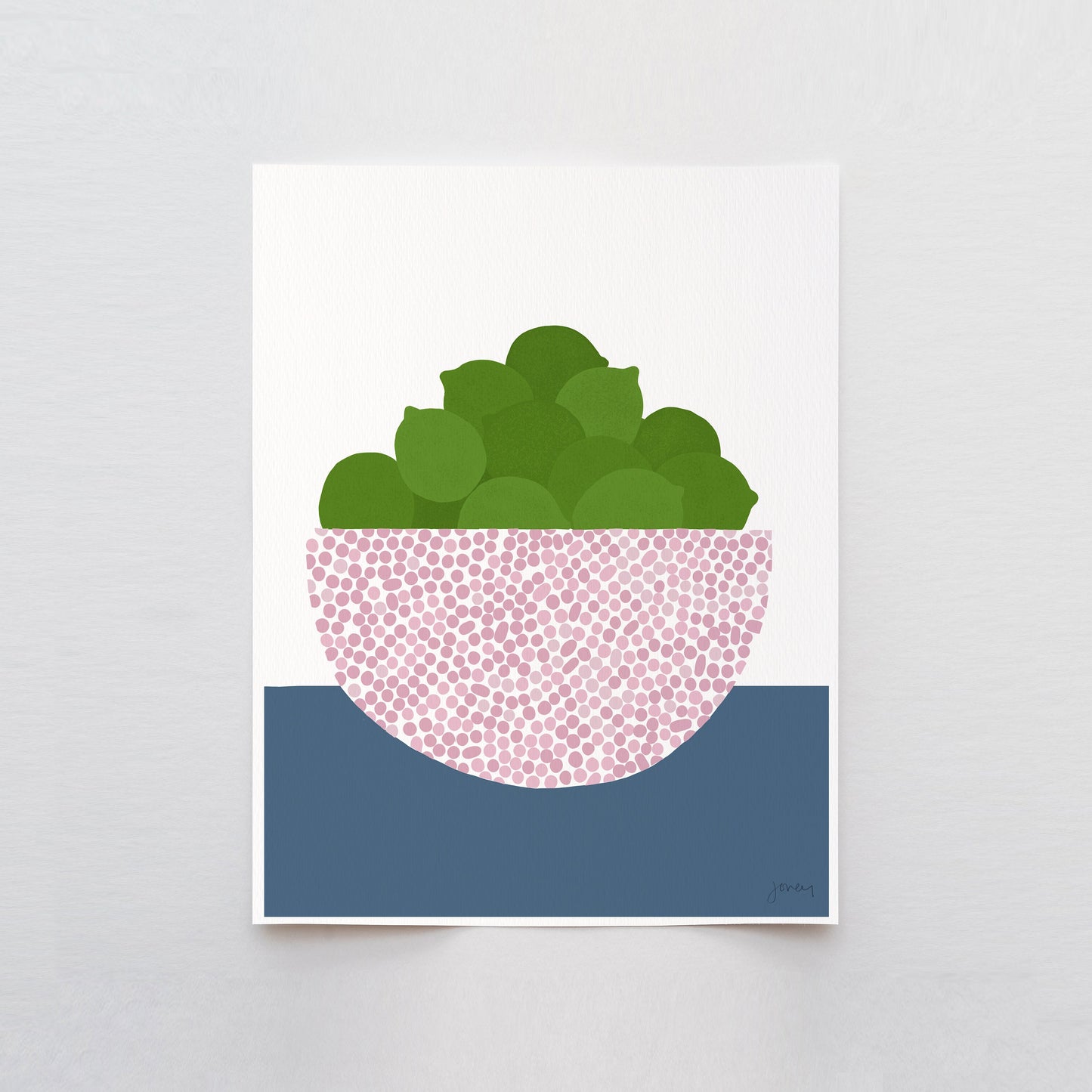 Bowl of Limes Abstract Still Life Art Print - Framed or Unframed - 230409