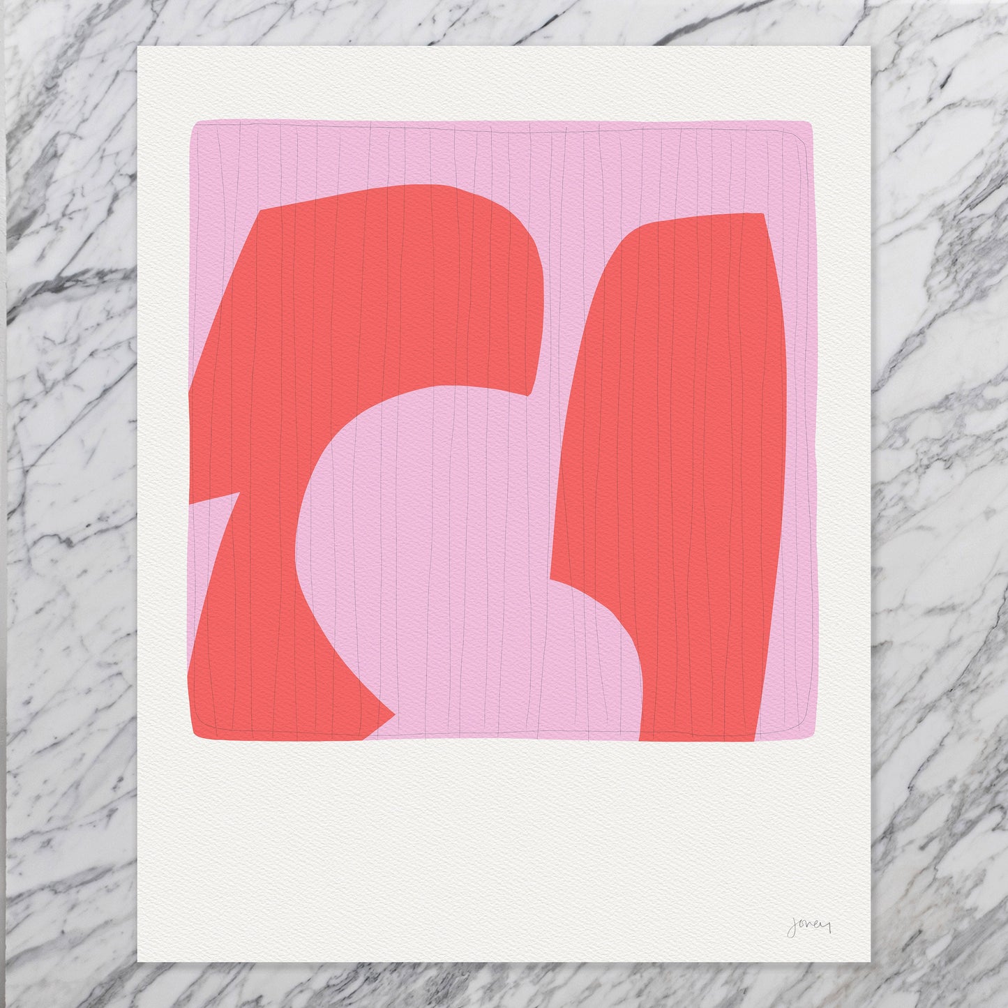 Abstract with Pink and Red Art Print - Unframed or Framed - 190309