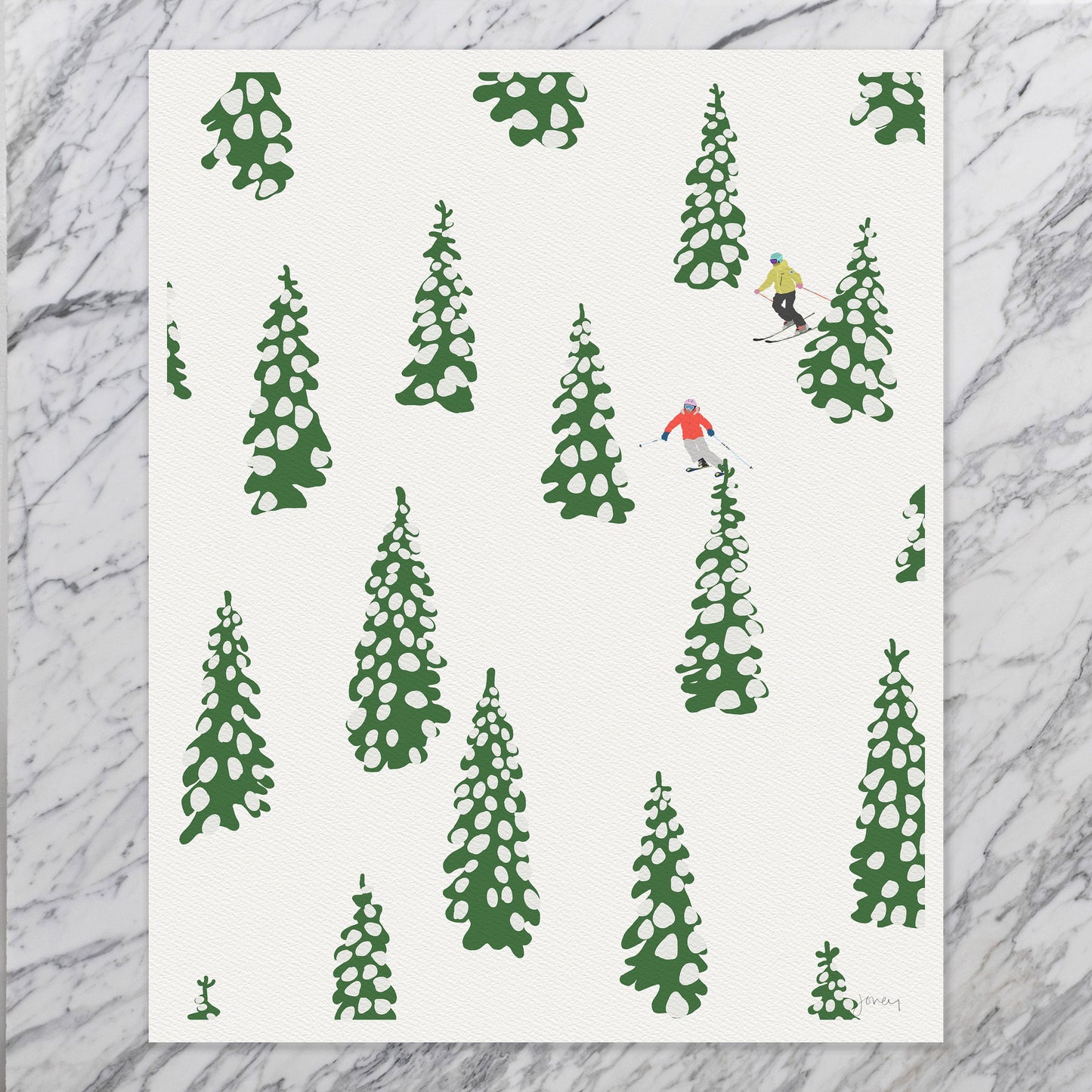 Skiing the Trees Art Print - Unframed or Framed - 230114