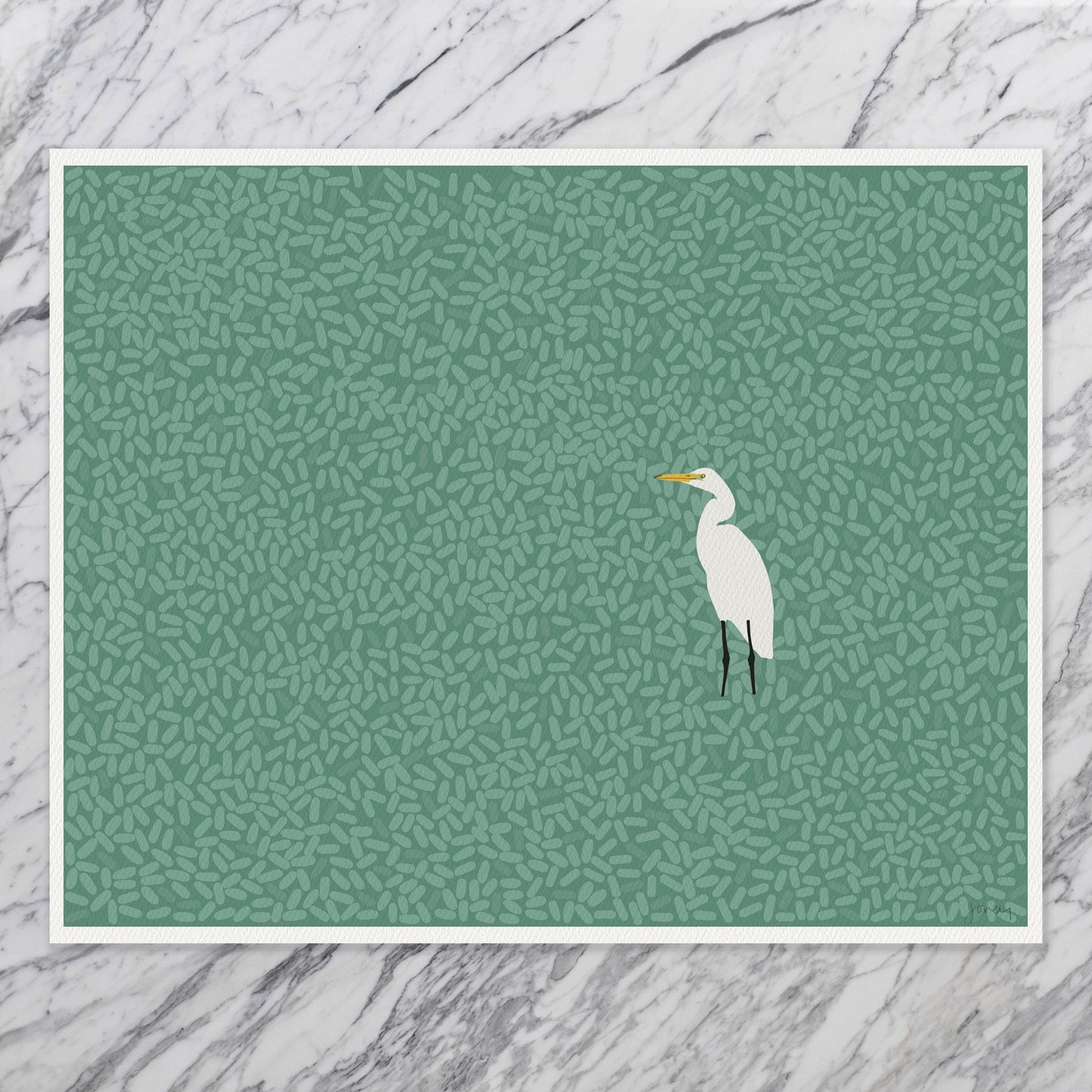 Egret in Marsh Art Print - Unframed or Framed - 250611