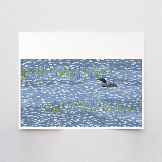 Loon Tidal Marsh Print - Signed Minimalist Bird Art on Museum Quality Paper
