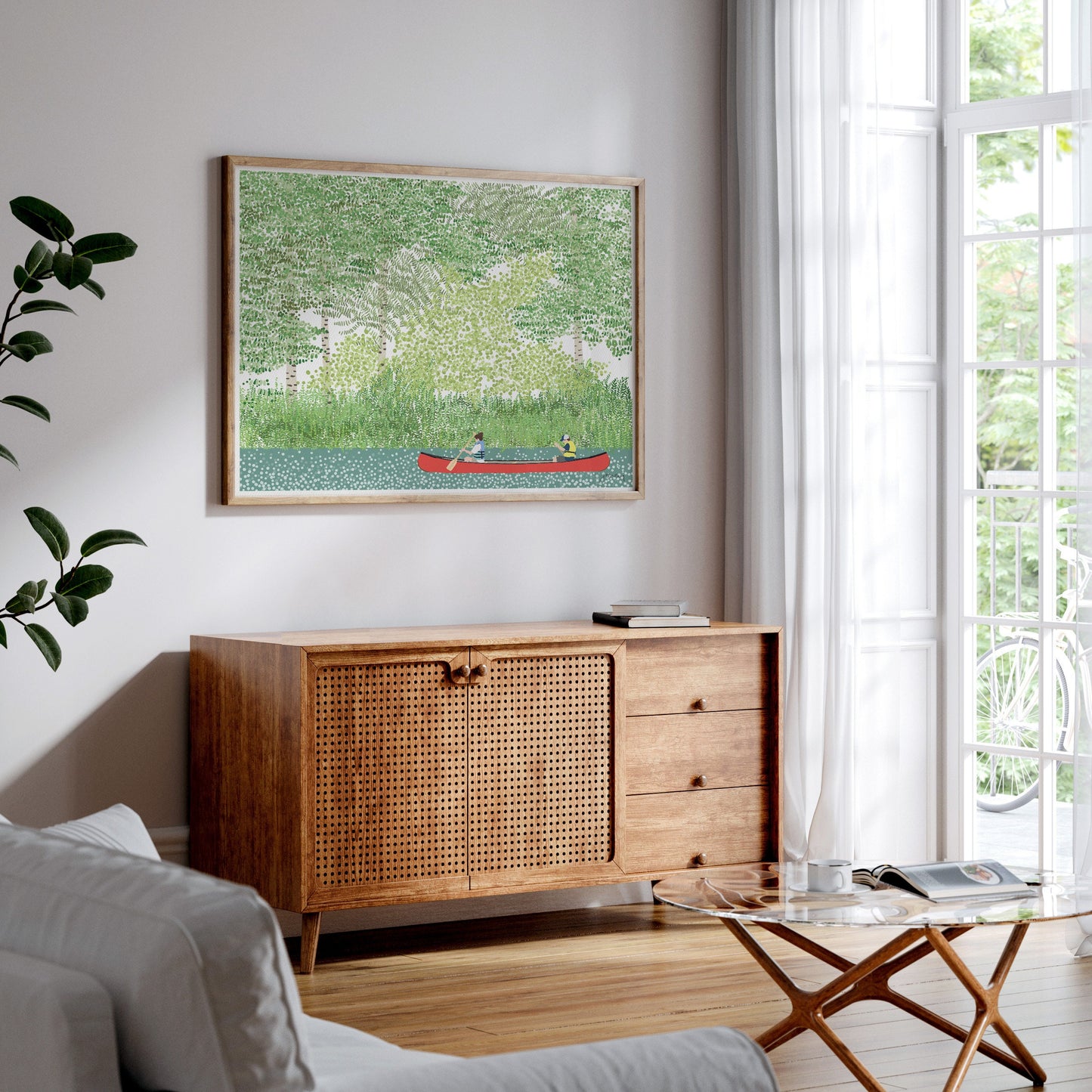 Canoeing Brother and Sister Art Print - Unframed or Framed - 210708