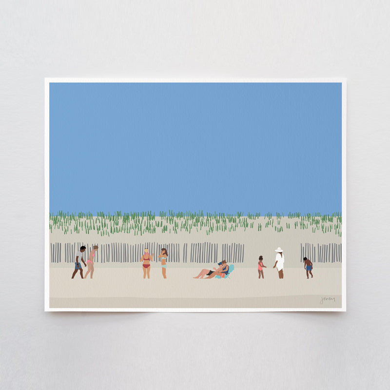 Beach Dune Fence Wall Art, Coastal Signed Print