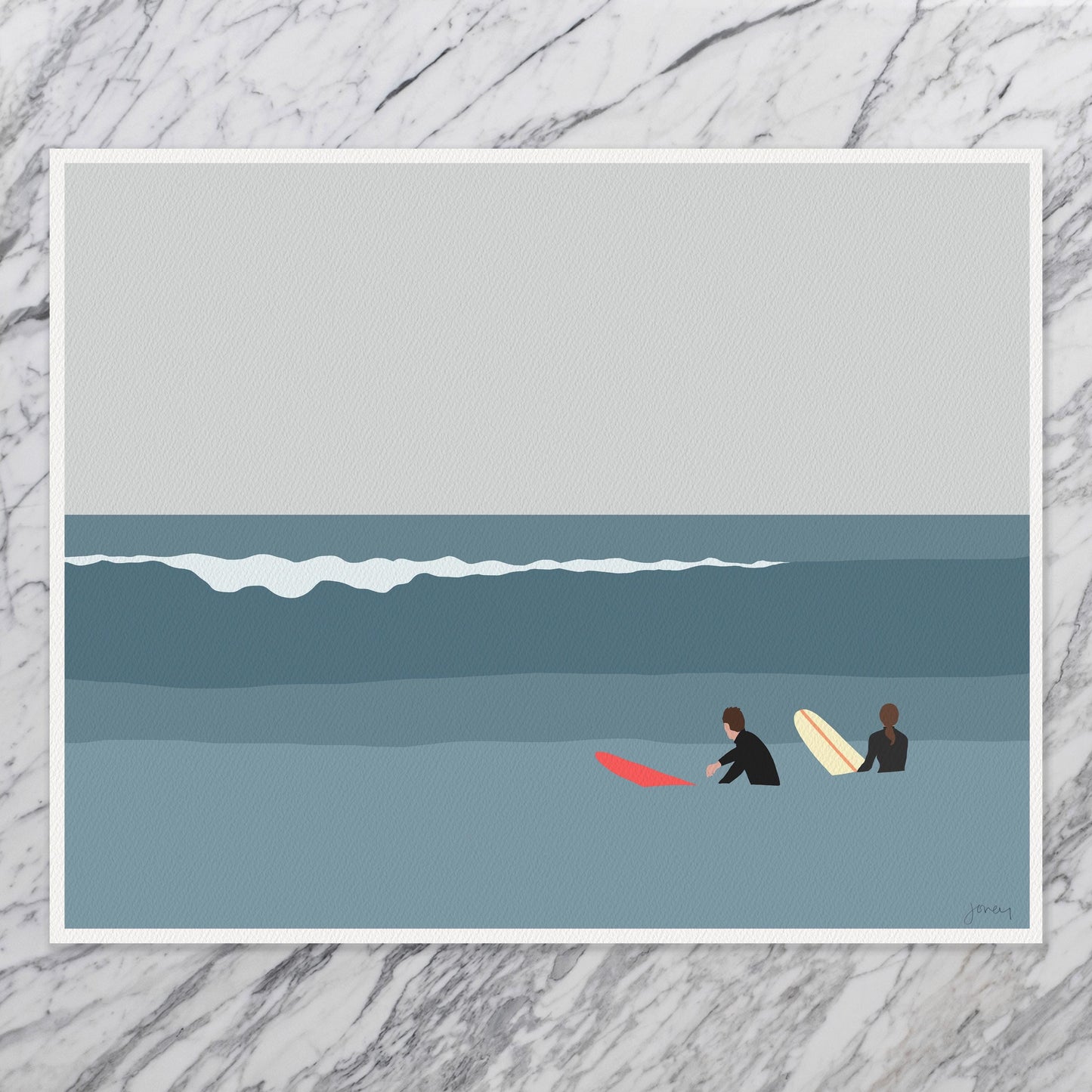 Surfers Waiting Art Print - Unframed or Framed - 250206