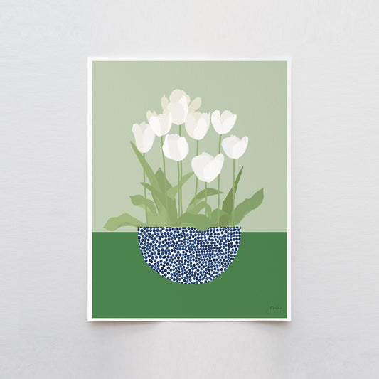 White Tulips Art Print - Unframed or Framed - 240512