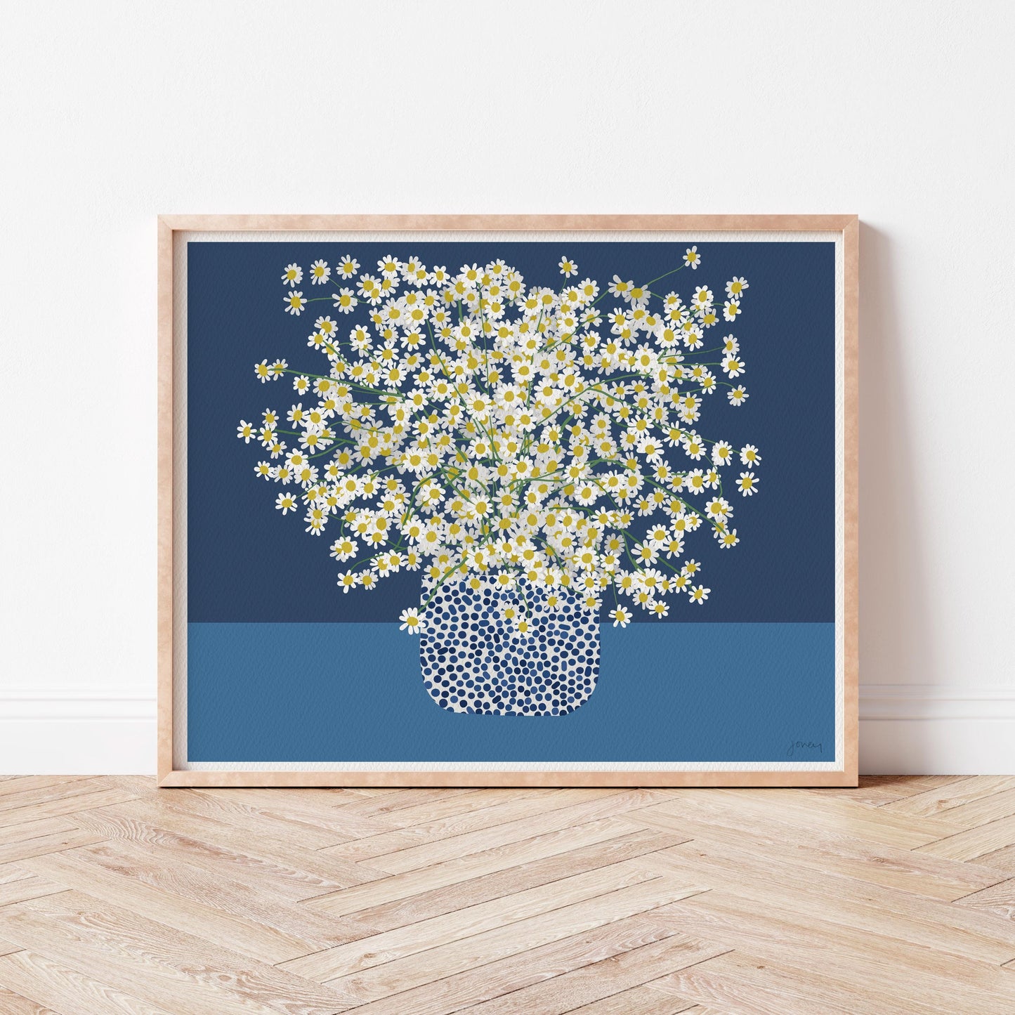 Chamomile Landscape Still Life Art Print - Framed or Unframed - 250305