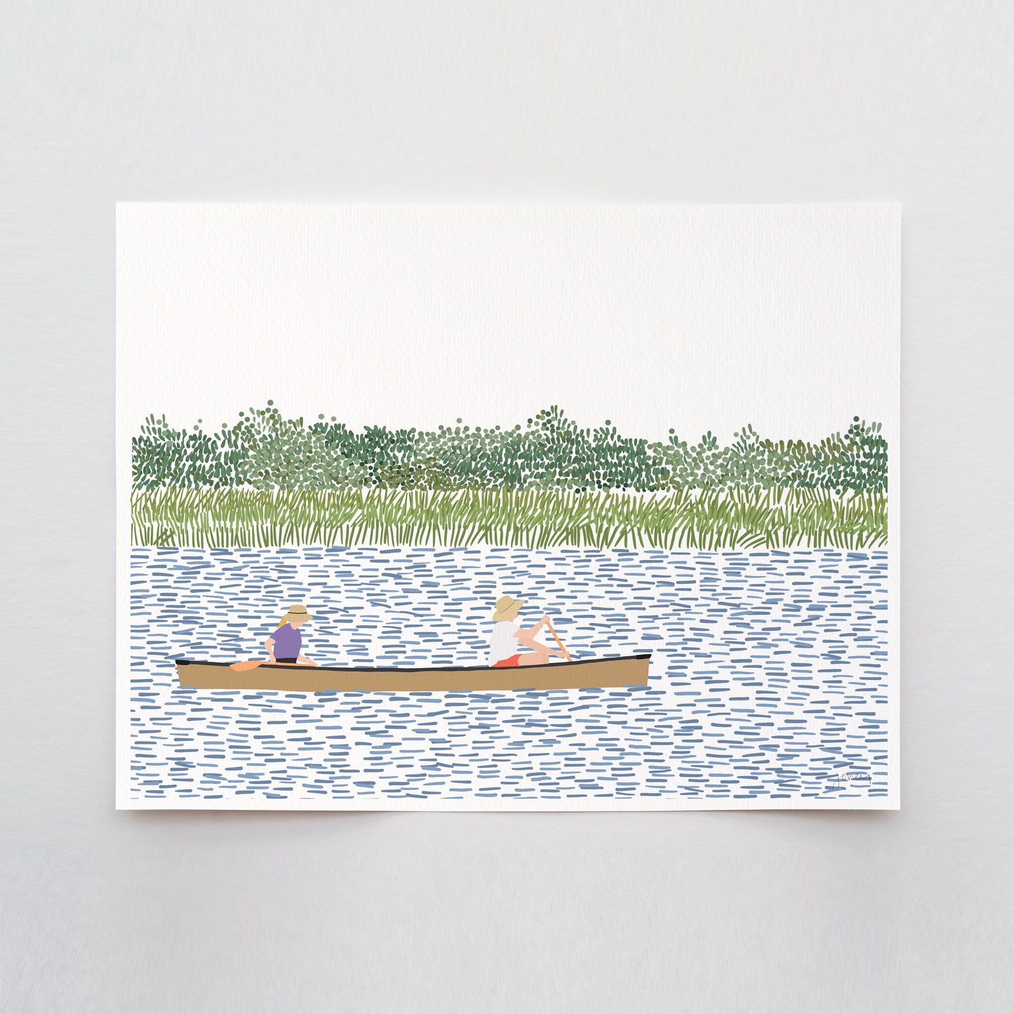 Canoeing Couple Art Print - Signed - 260615
