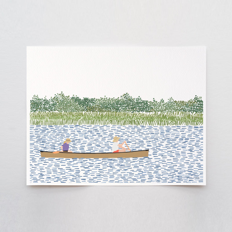 Canoeing Couple Art Print - Signed - 260615