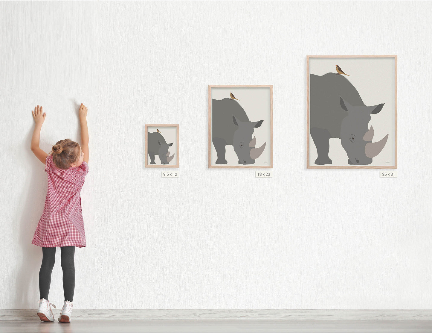 Oxpecker and Rhino Art Print - Unframed or Framed - 170420