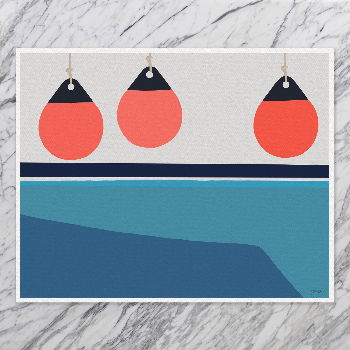 Sailboat with Buoys Art Print - Signed by Jorey Hurley - 260607