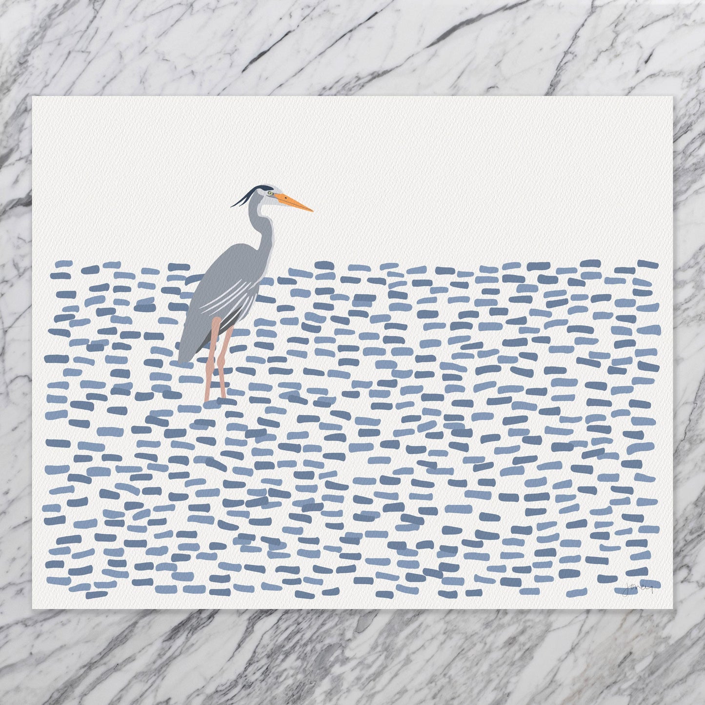 Standing Heron Art Print - Unframed or Framed - 250225