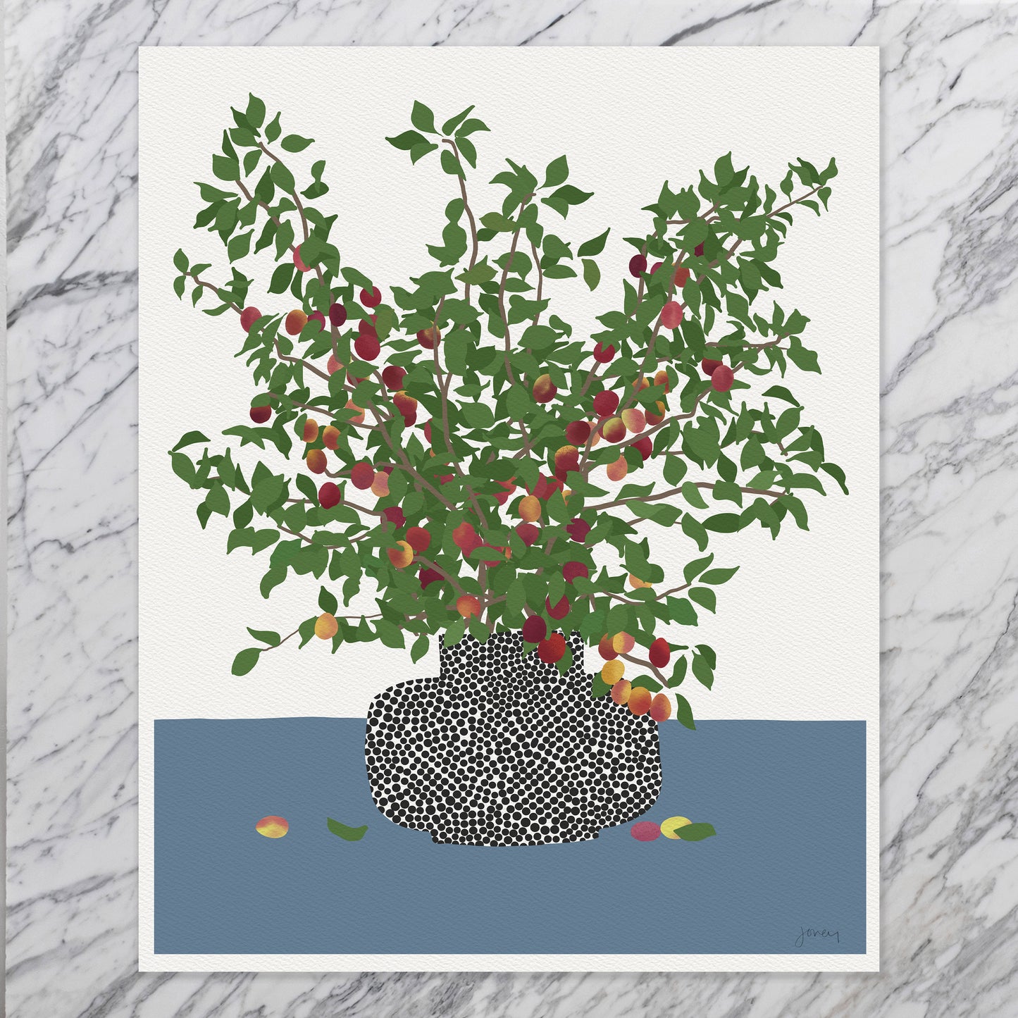 Plum Branches Abstract Still Life Art Print - Unframed or Framed - 200419