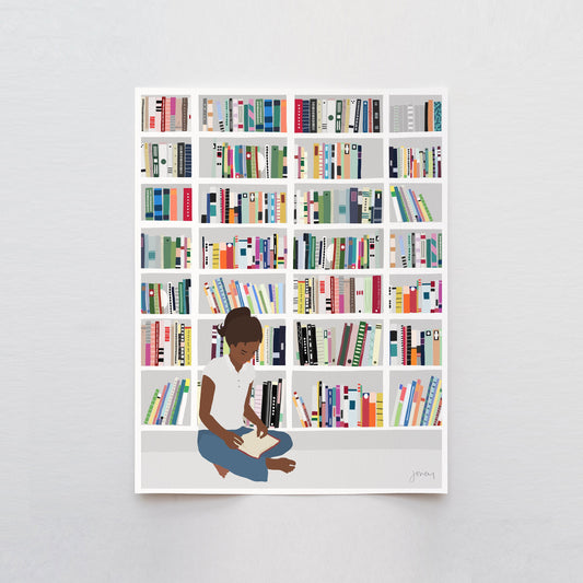 Young Bookworm Art Print - Unframed or Framed - 200721