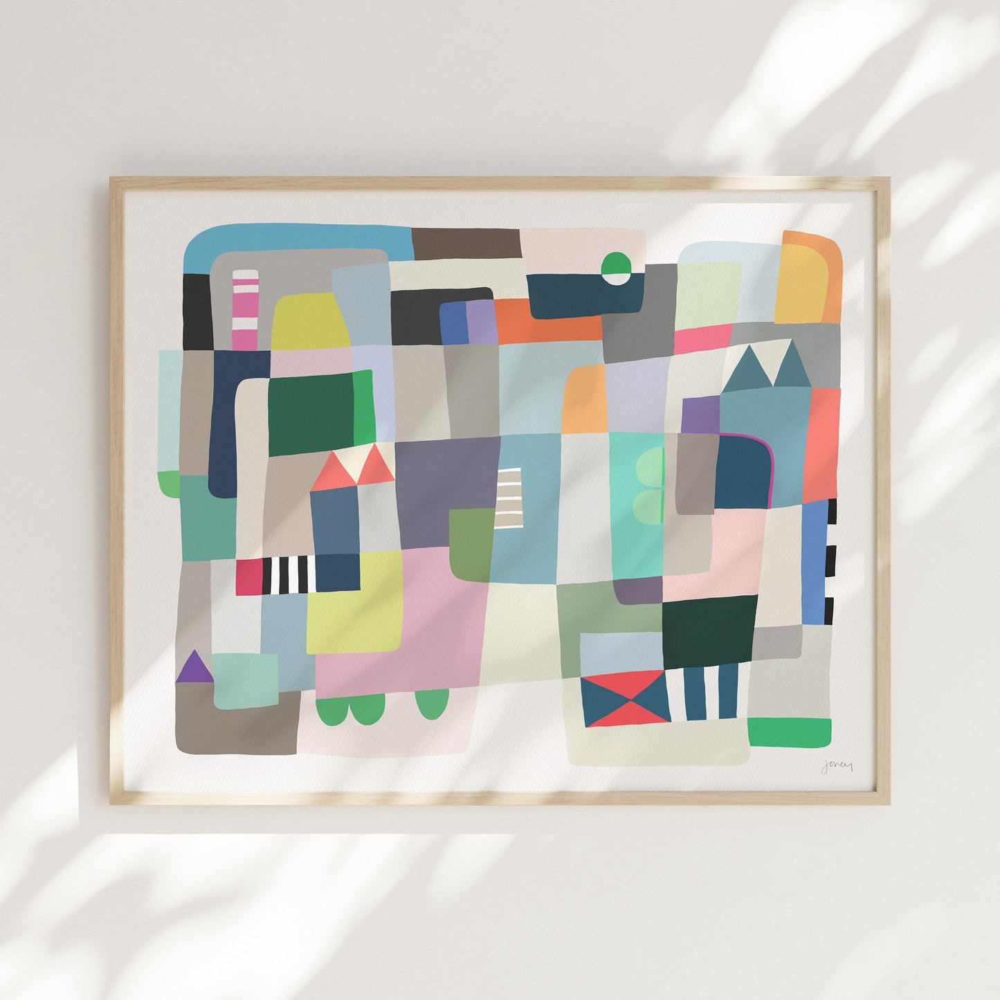 Abstract with Colorful Shapes Art Print - Unframed or Framed - 210430