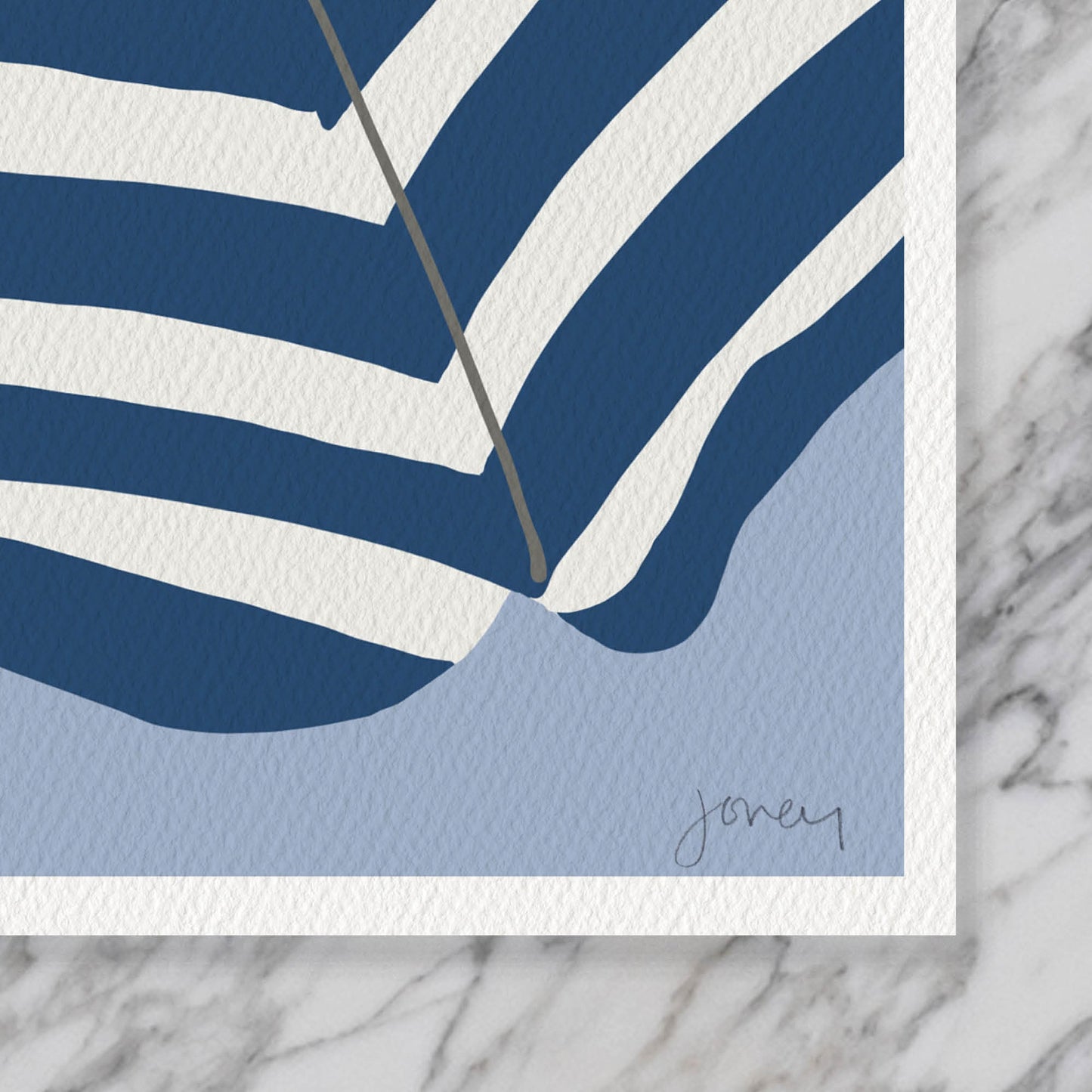 Navy Umbrella Art Print - Unframed or Framed - 240714