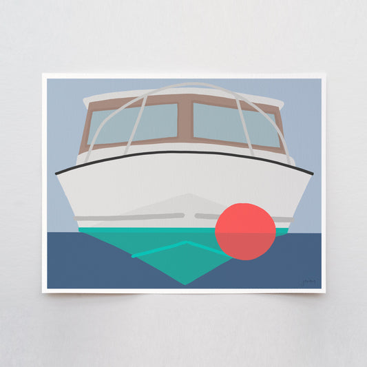 Cabin Cruiser Boat Art Print - Signed - 260524