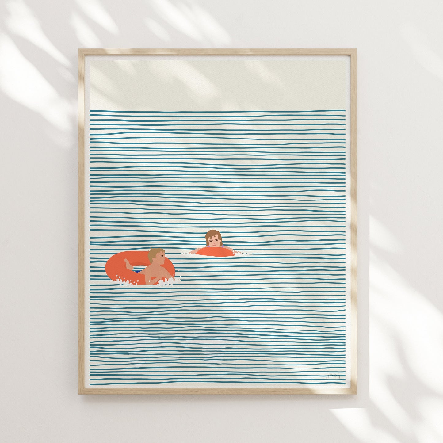 Kids in Orange Floaties Art Print - Unframed or Framed - 130809