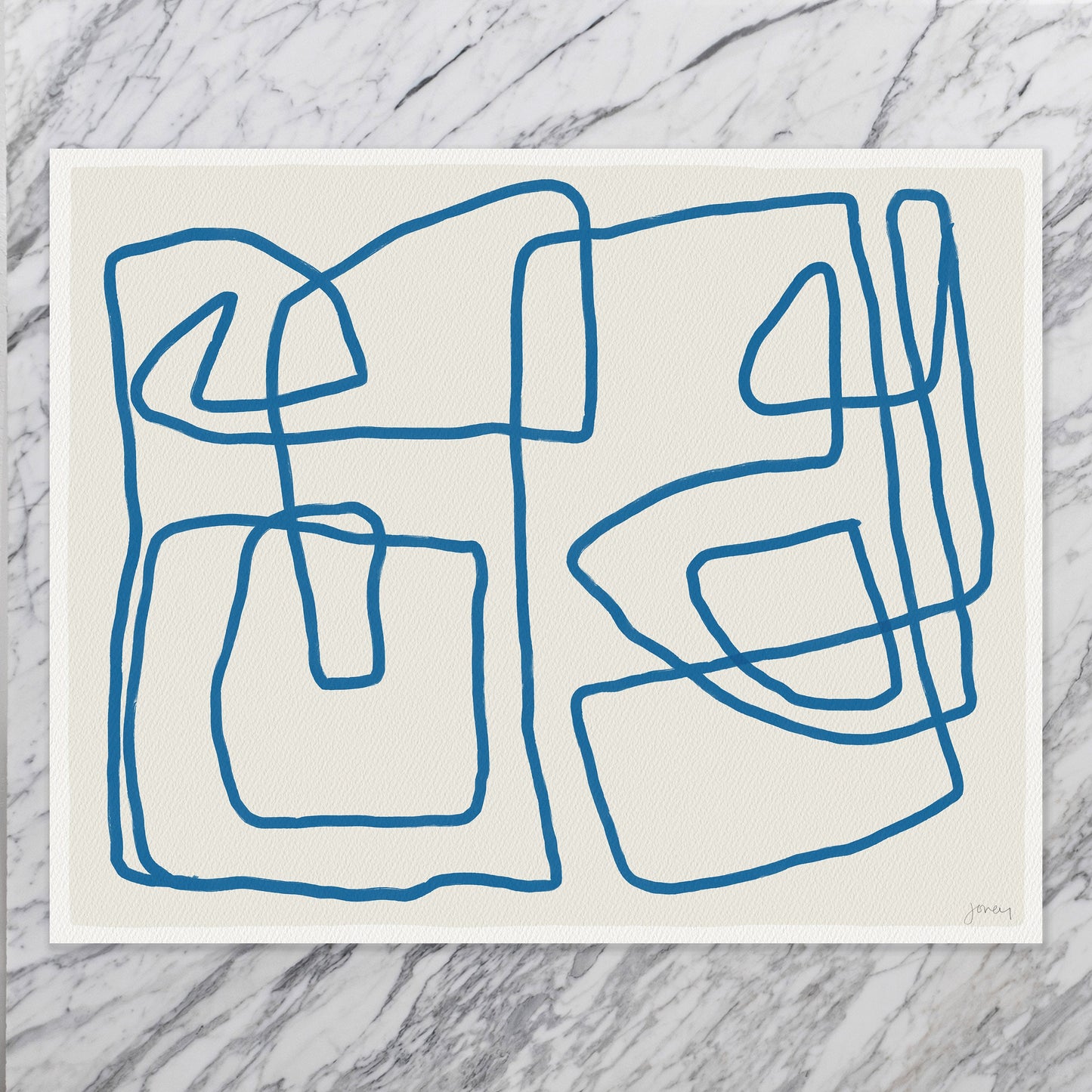 Abstract with Blue Lines Art Print - Unframed or Framed - 181002