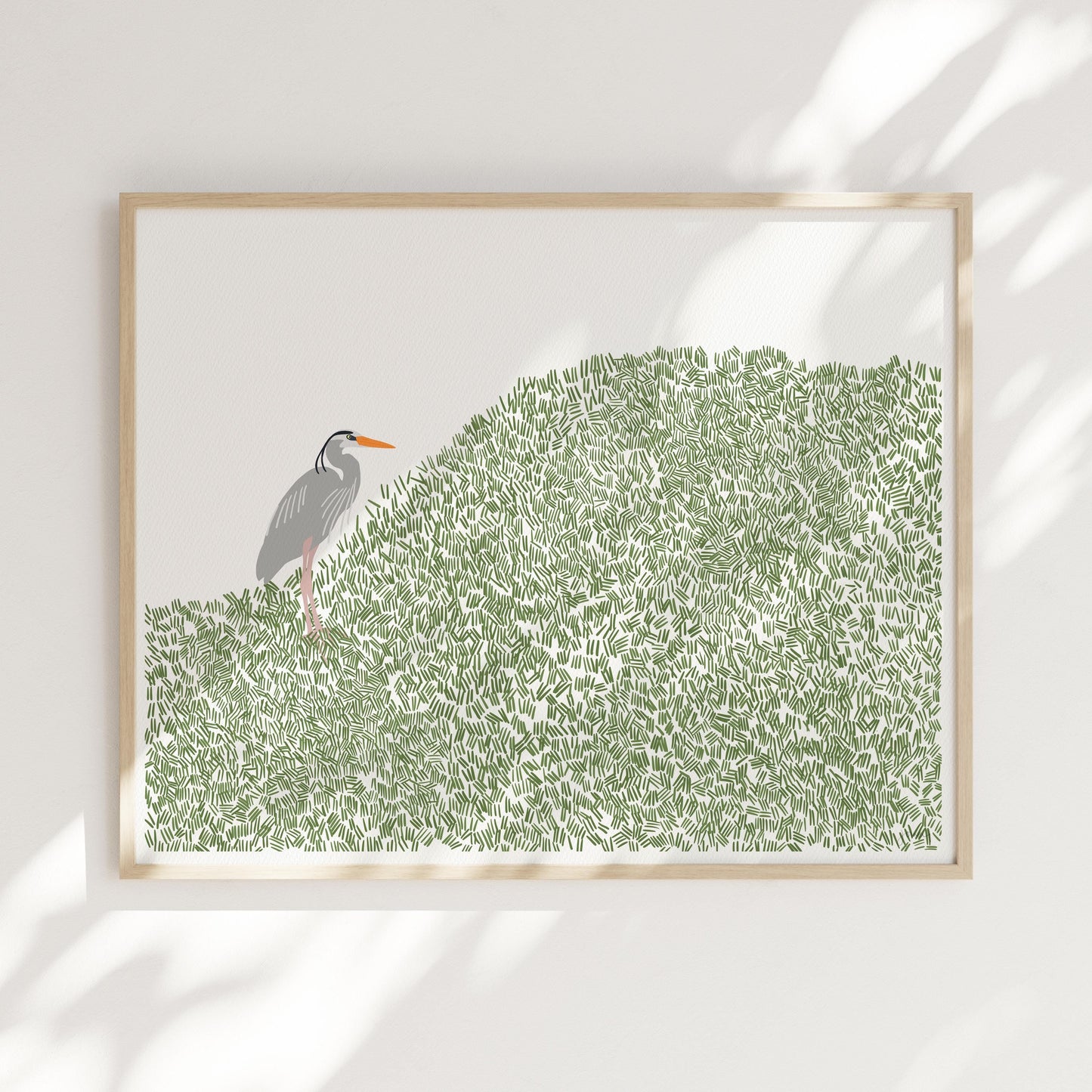 Heron on a Hill Print – Minimalist Coastal Wall Art | Signed - 251012